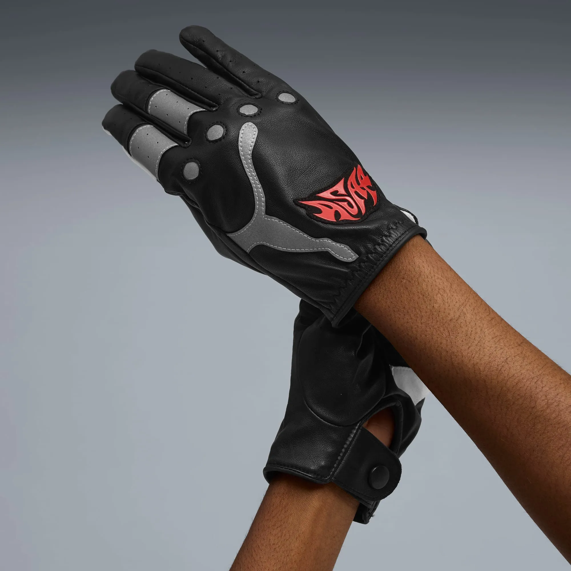 A$Ap Rocky x PUMA Gloves, Black/Fierce Red/White, size Large