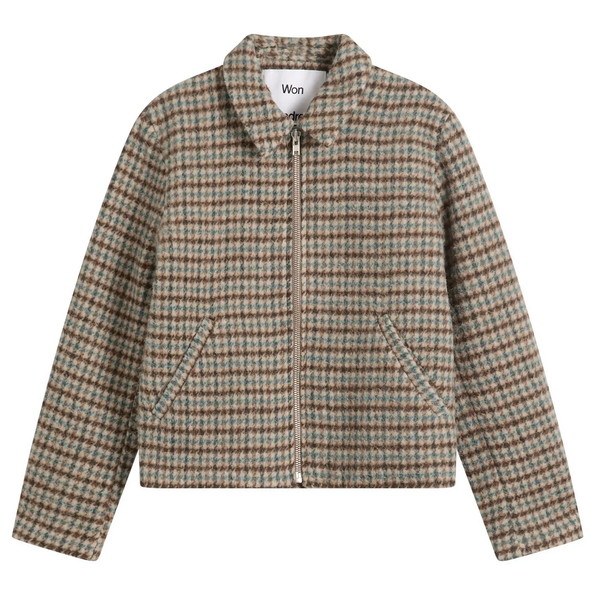 Won Hundred Men's Dutton Houndstooth Wool Jacket Taupe Grey