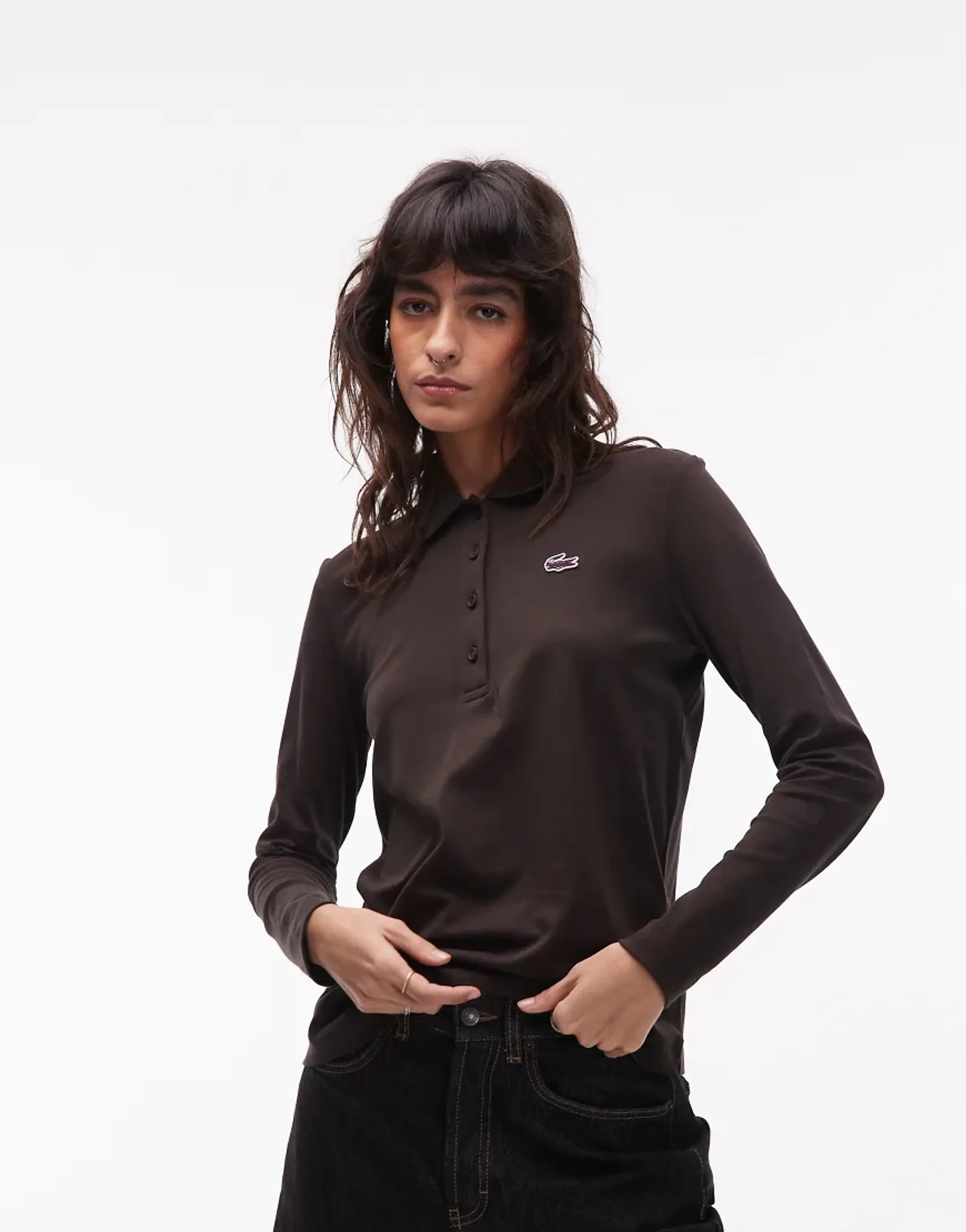 Lacoste Regular Fit Landscape Crocodile Polo Shirt - Brown