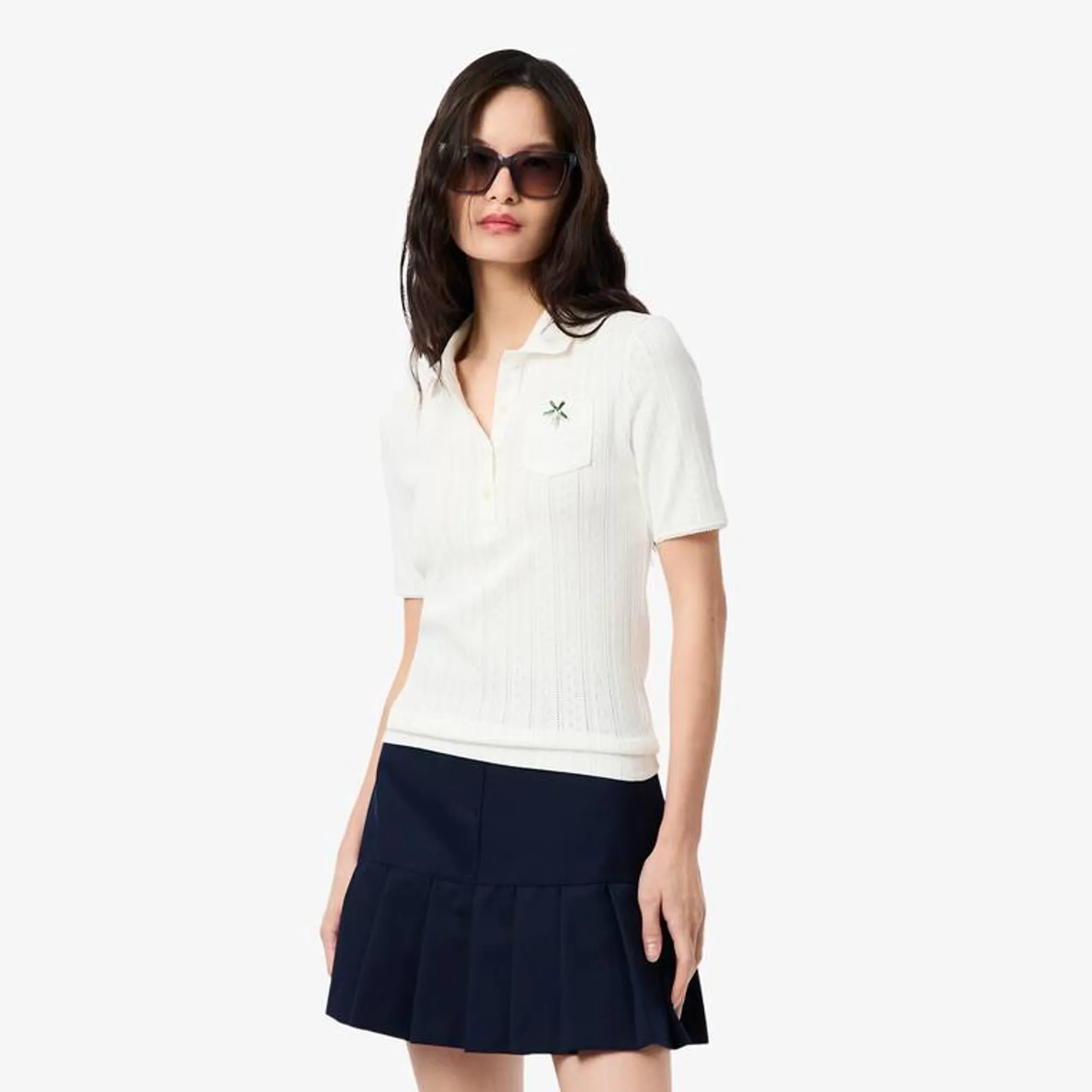 Lacoste Slim Fit Pointelle Branded L.12.D Polo Shirt - White