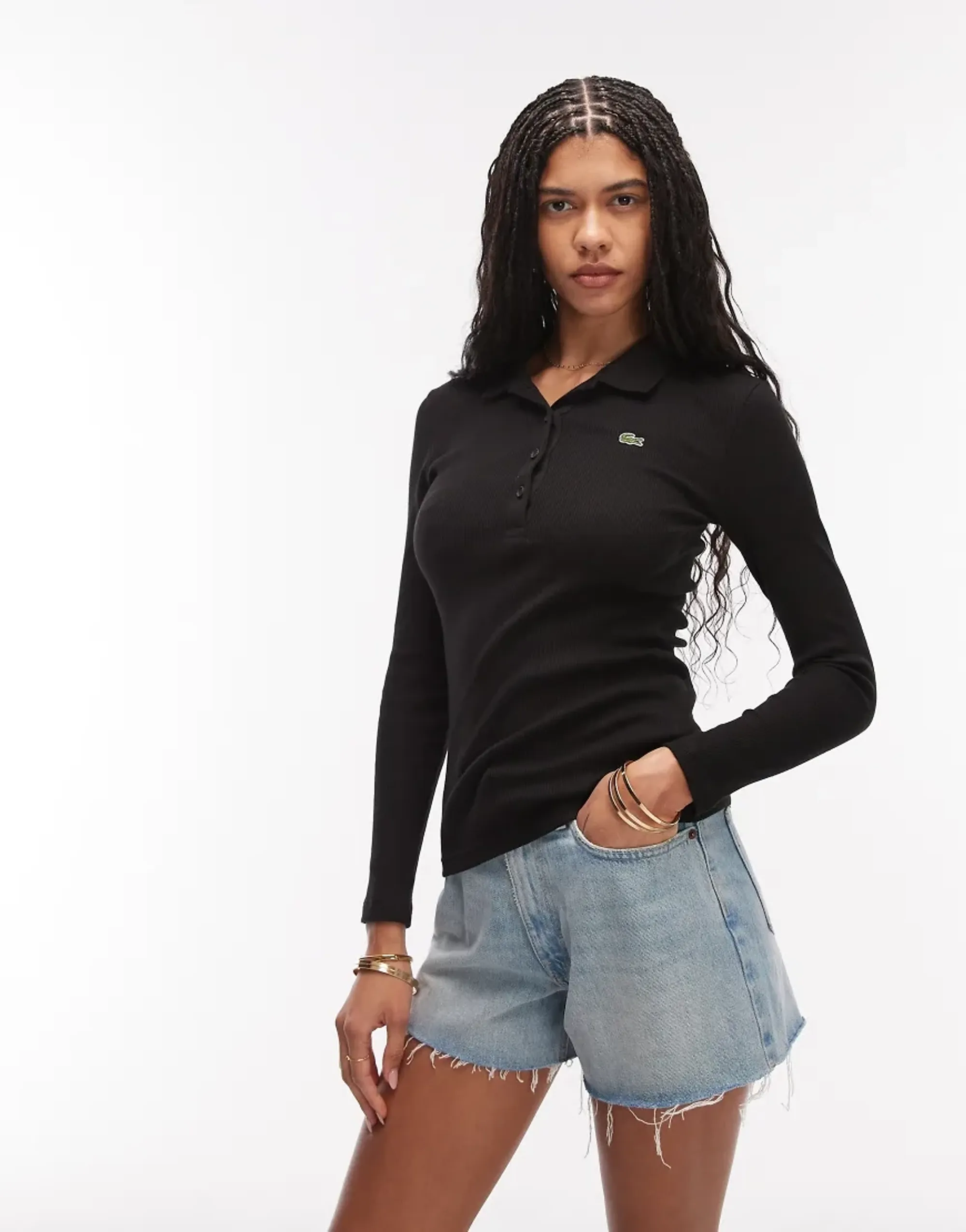 Lacoste Slim Fit L.12.D Ribbed Cotton Polo Shirt - Noir