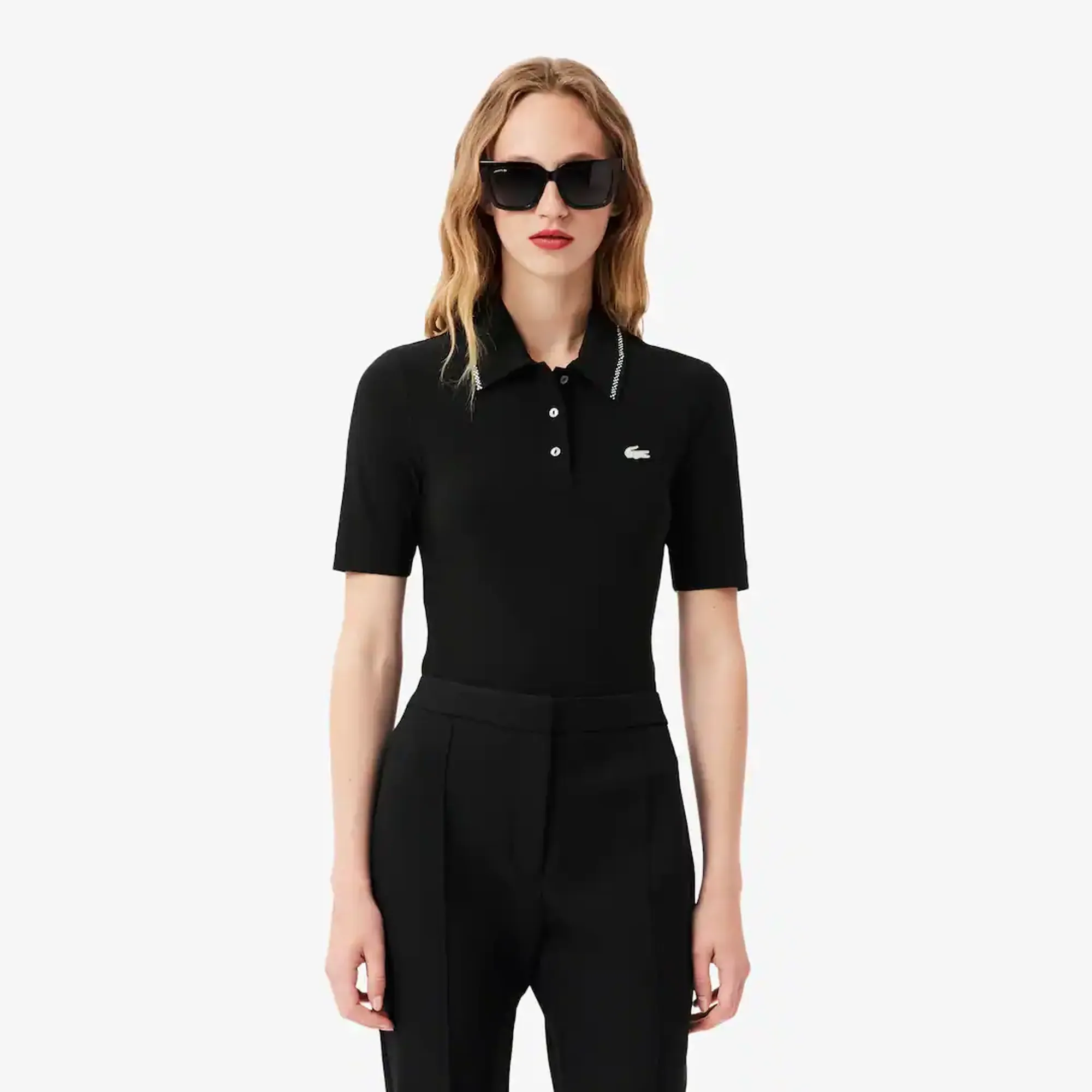 Lacoste L.12.D Slim Fit Diamanté Pop Polo Shirt - Noir