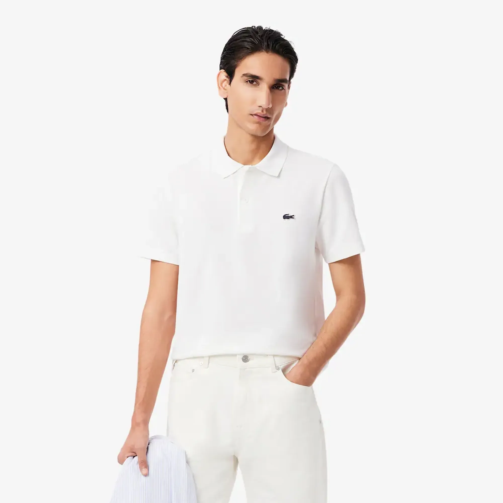 Lacoste Regular Fit Cotton Blend Polo Shirt - White