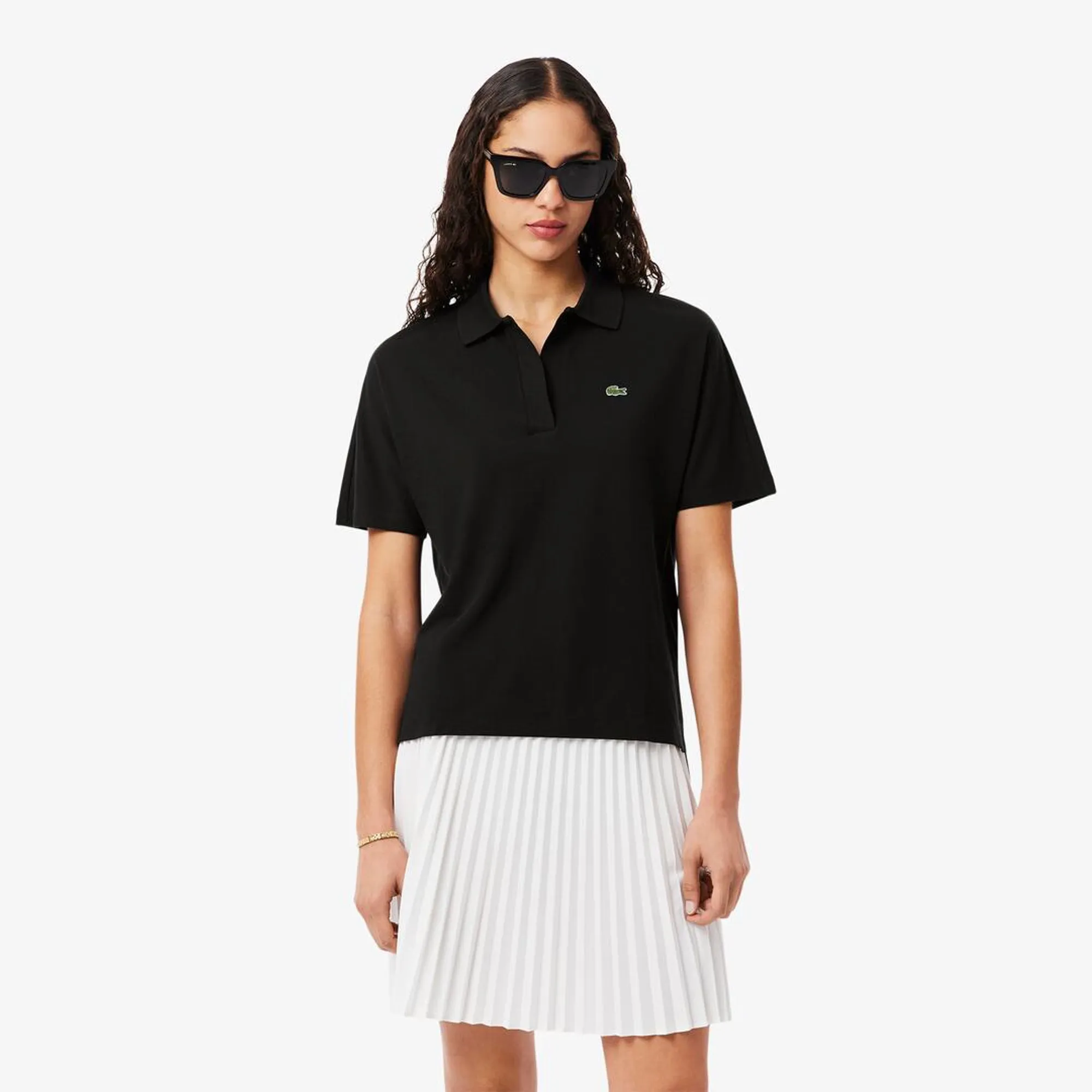 Lacoste Relaxed Fit Fluid Piqué Polo Shirt - Noir