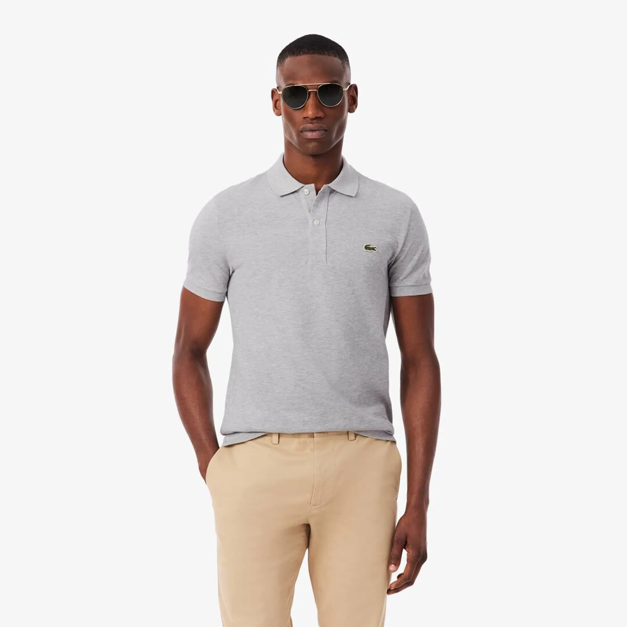 Lacoste Slim Fit L.12.12 Piqué Polo Shirt - Light Heathered Grey