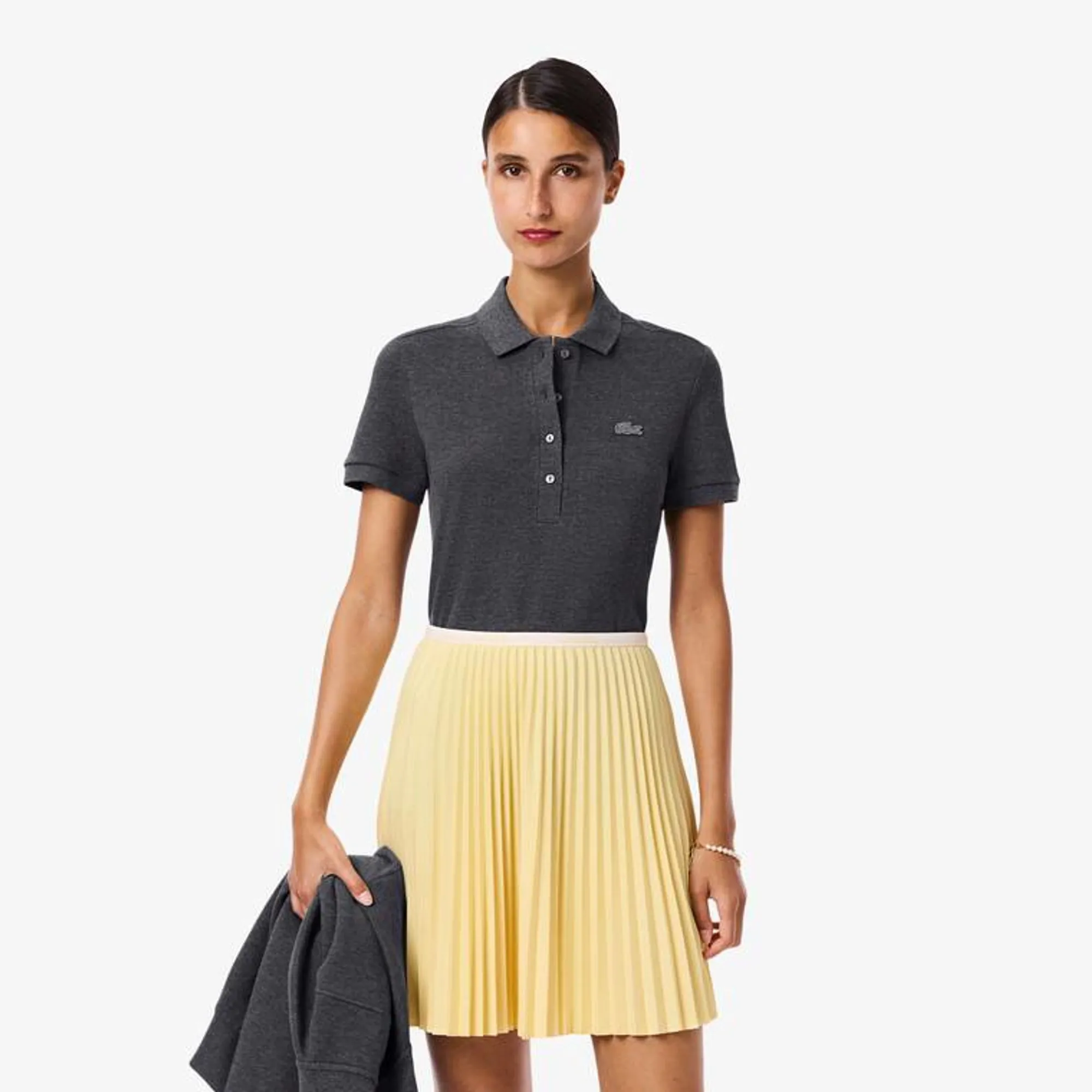 Lacoste L.12.D Slim Fit Stretch Piqué Polo Shirt - Heathered Grey