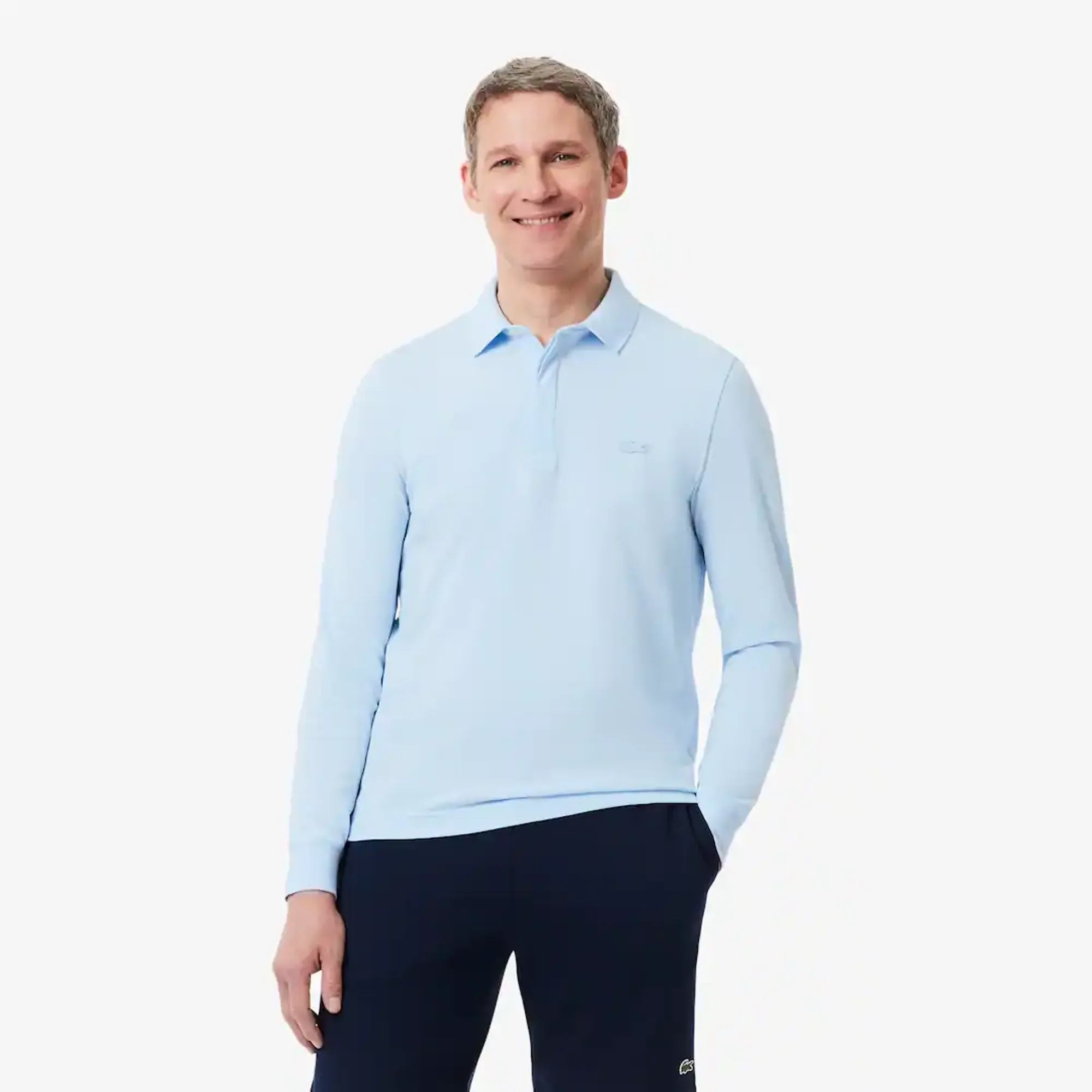 Lacoste Regular Fit Paris Stretch Piqué Polo Shirt - Light Blue