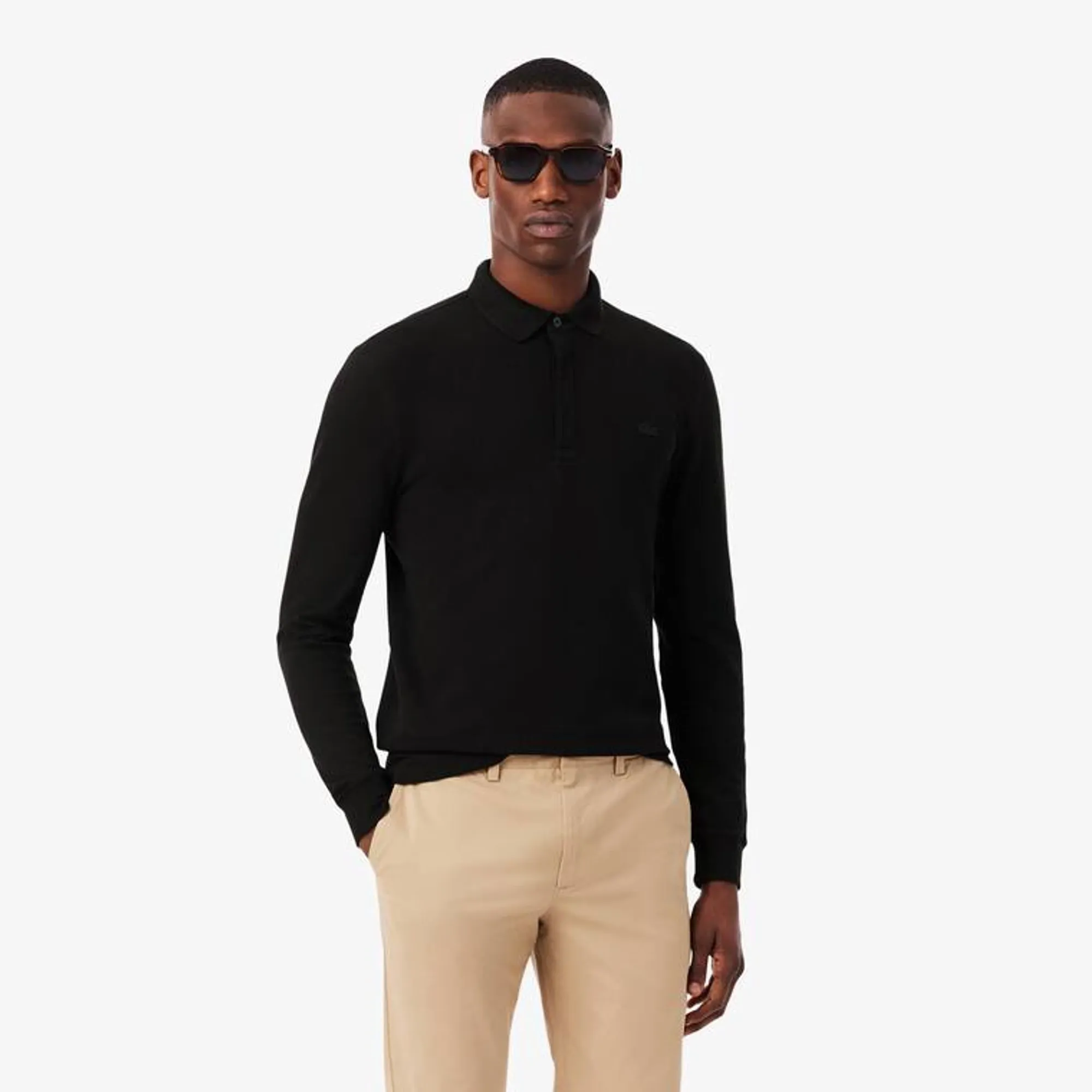 Lacoste Regular Fit Paris Stretch Piqué Polo Shirt - Noir
