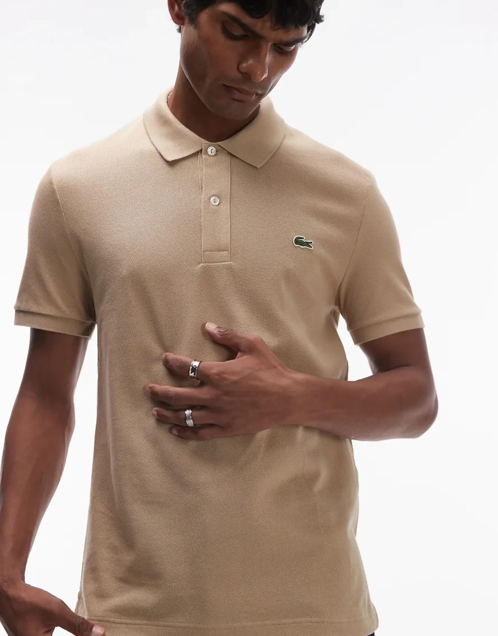 Lacoste Slim Fit L.12.12 Piqué Polo Shirt - Beige