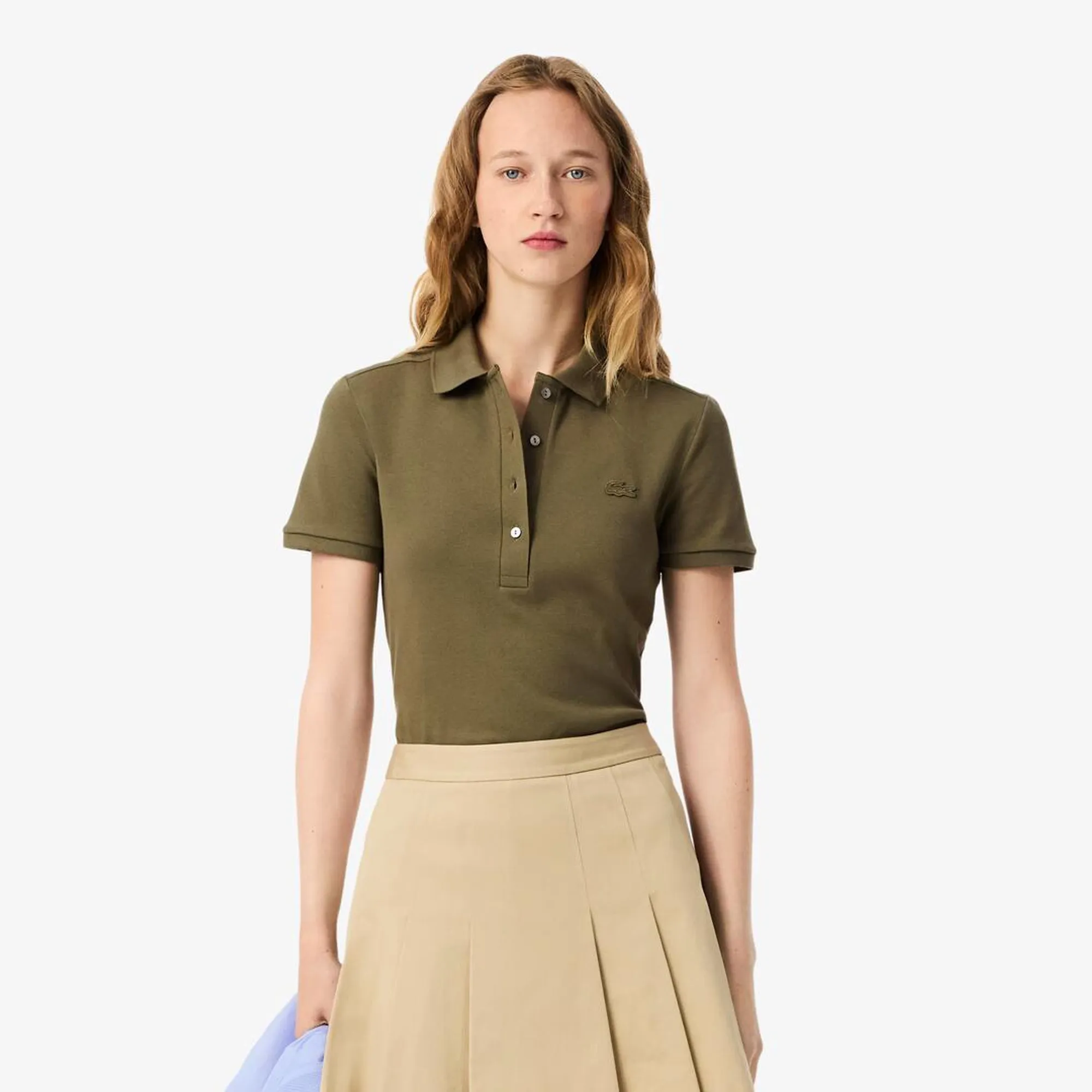 Lacoste L.12.D Slim Fit Stretch Piqué Polo Shirt - Khaki Green