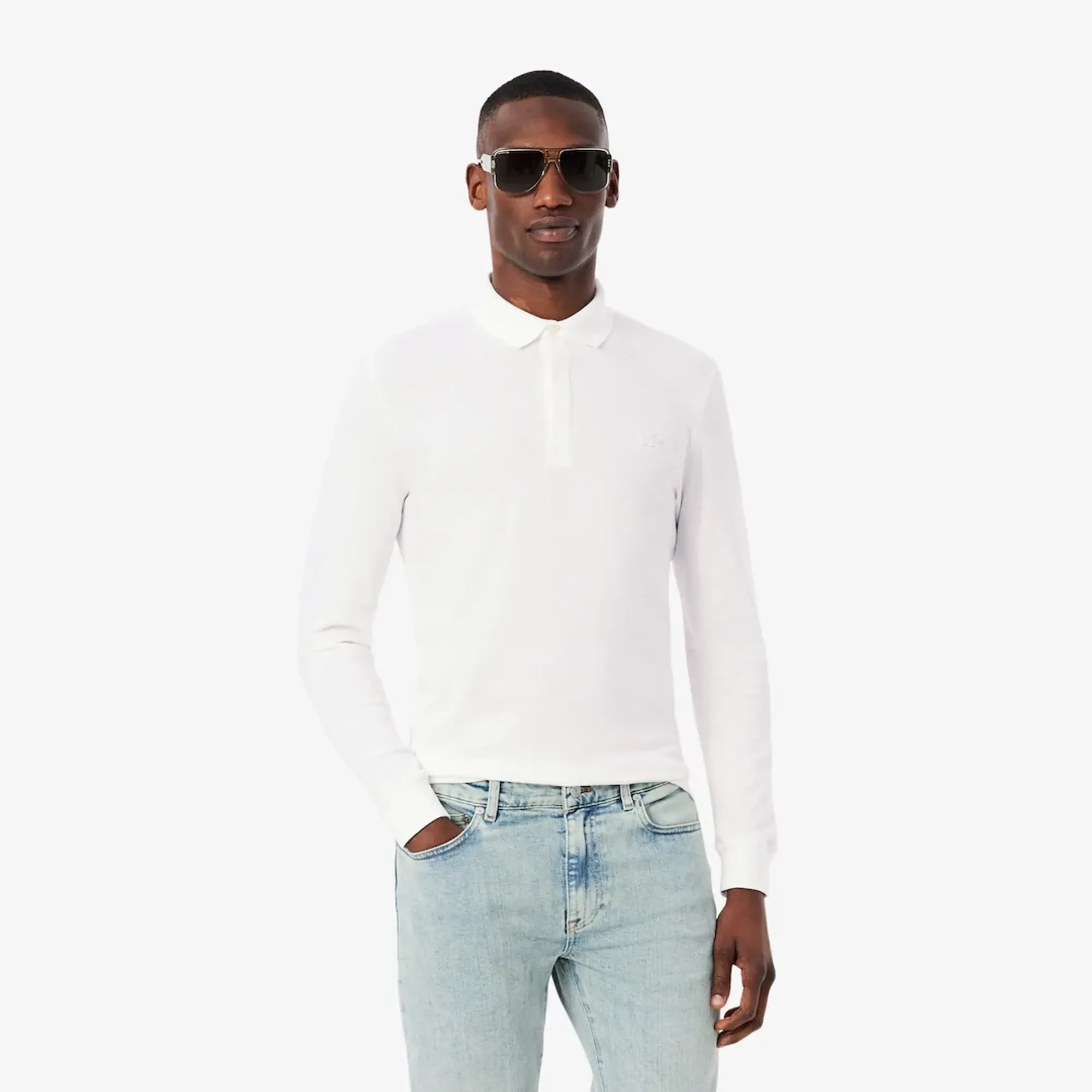 Lacoste Regular Fit Paris Stretch Piqué Polo Shirt - White