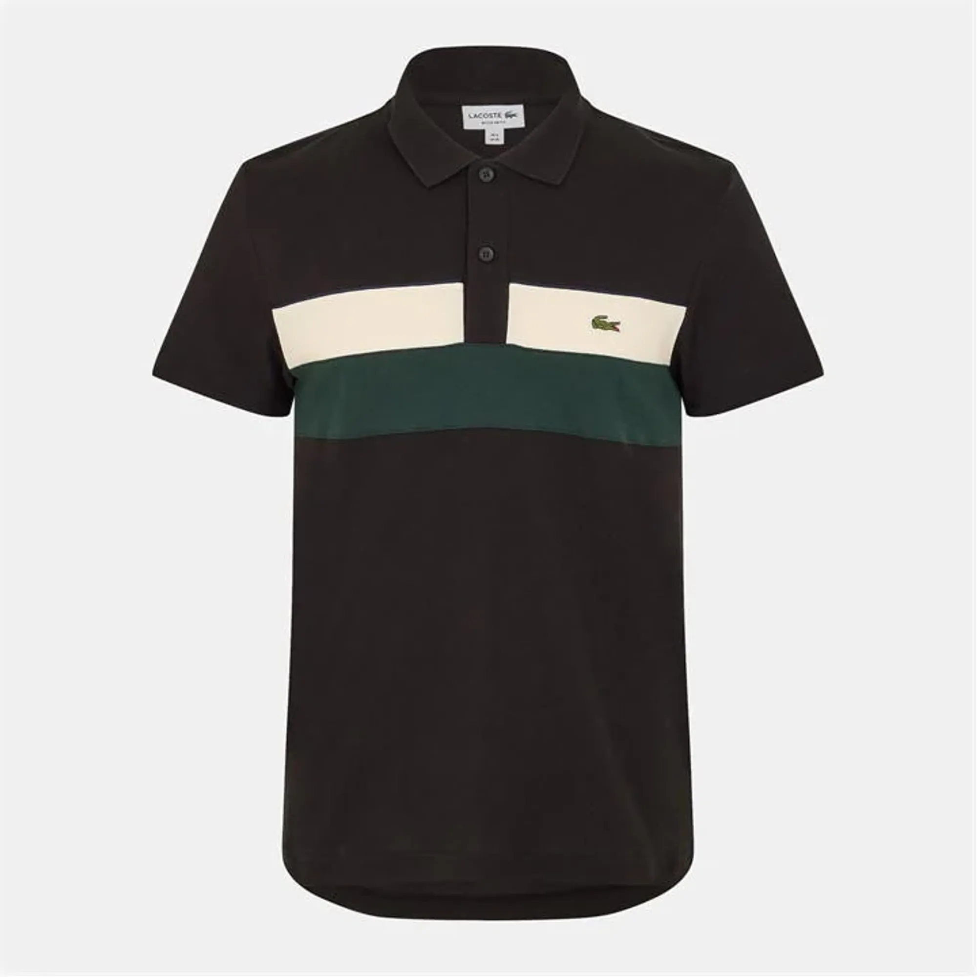 Lacoste Regular Fit Colour-Block Petit Piqué Polo Shirt - Black / White / Green