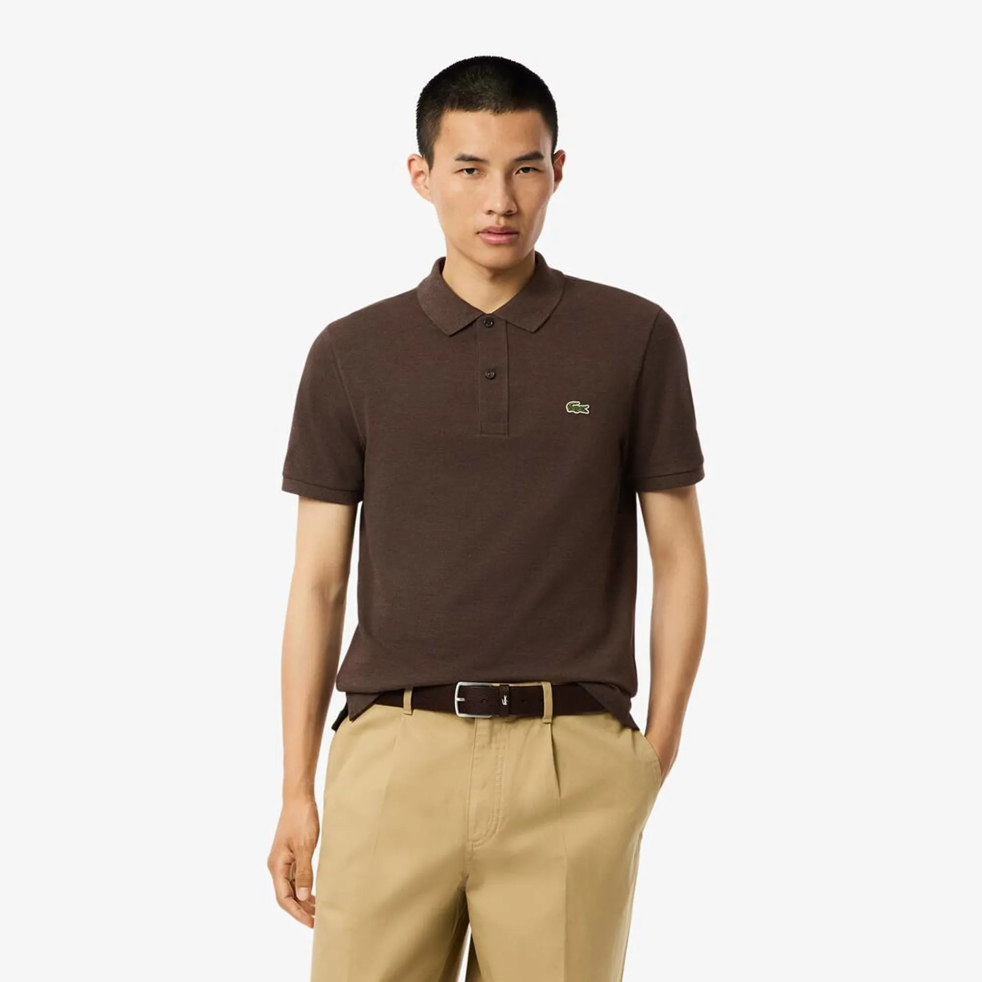 Lacoste Slim Fit L.12.12 Piqué Polo Shirt - Heathered Brown