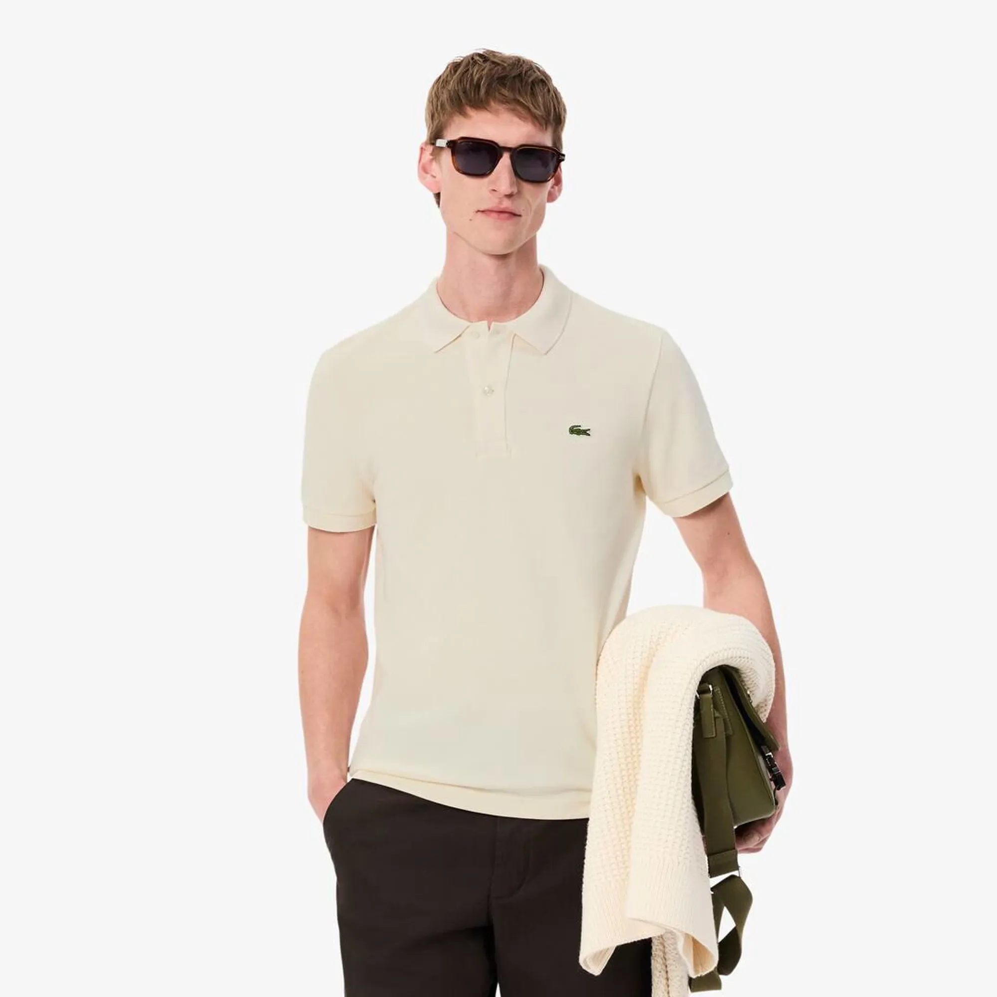 Lacoste Slim Fit L.12.12 Piqué Polo Shirt - Ecru White