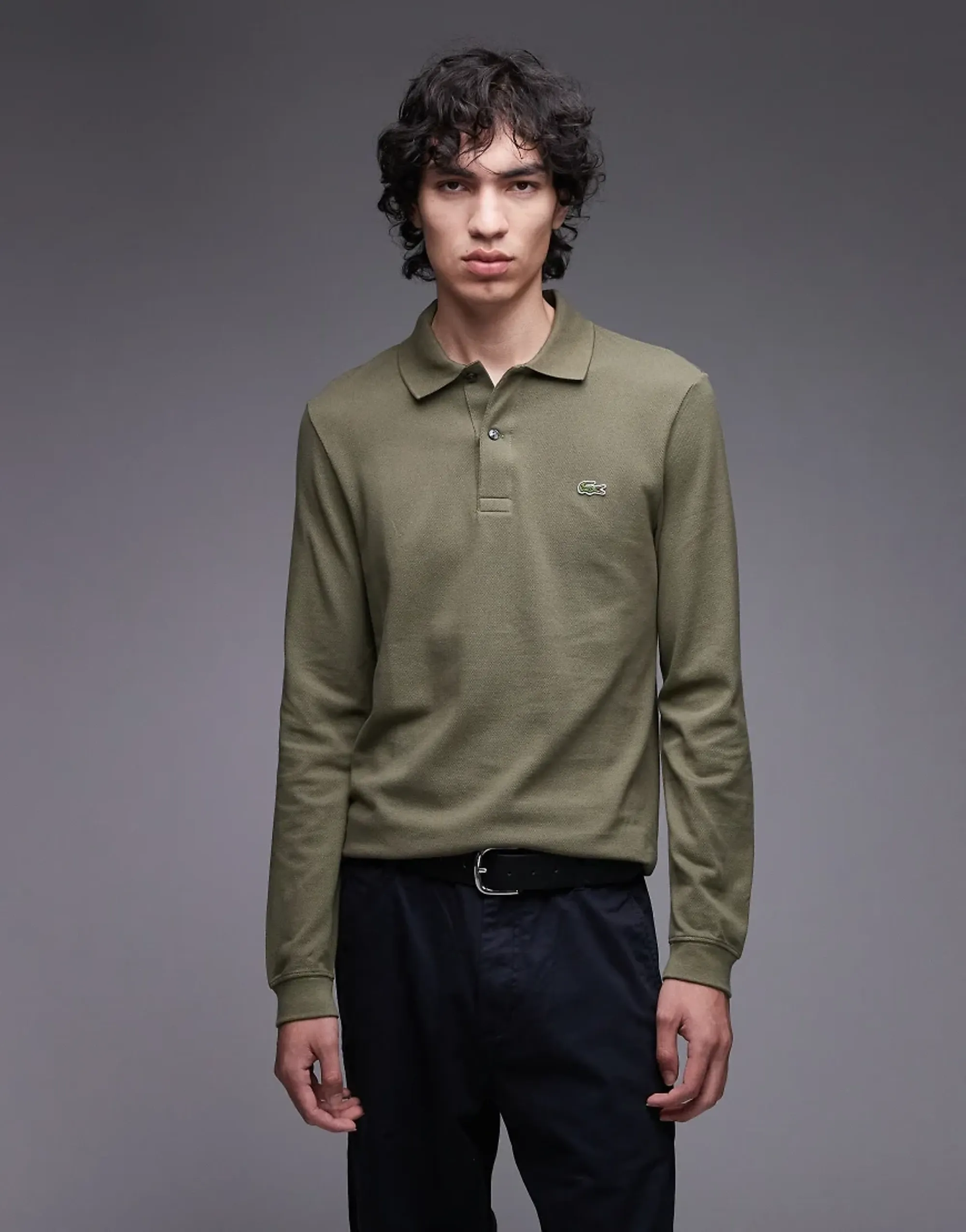 Lacoste Slim Fit L.12.12 Long Sleeved Polo Shirt - Khaki Green