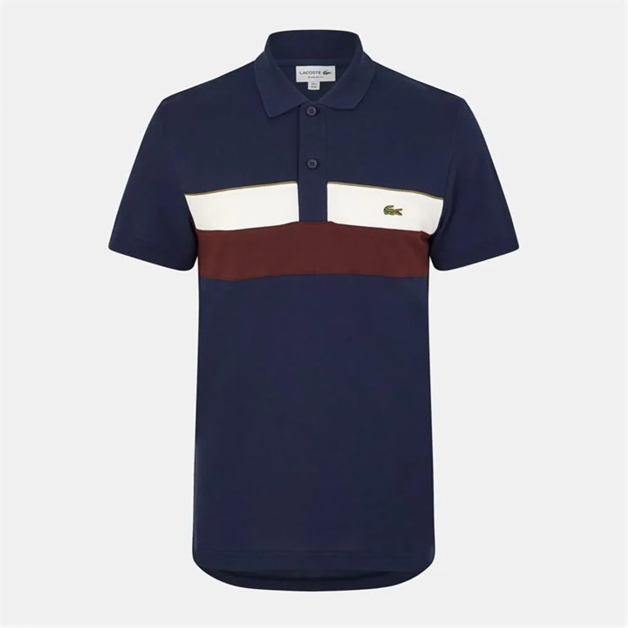 Lacoste Regular Fit Colour-Block Petit Piqué Polo Shirt - Navy Blue / White / Brown