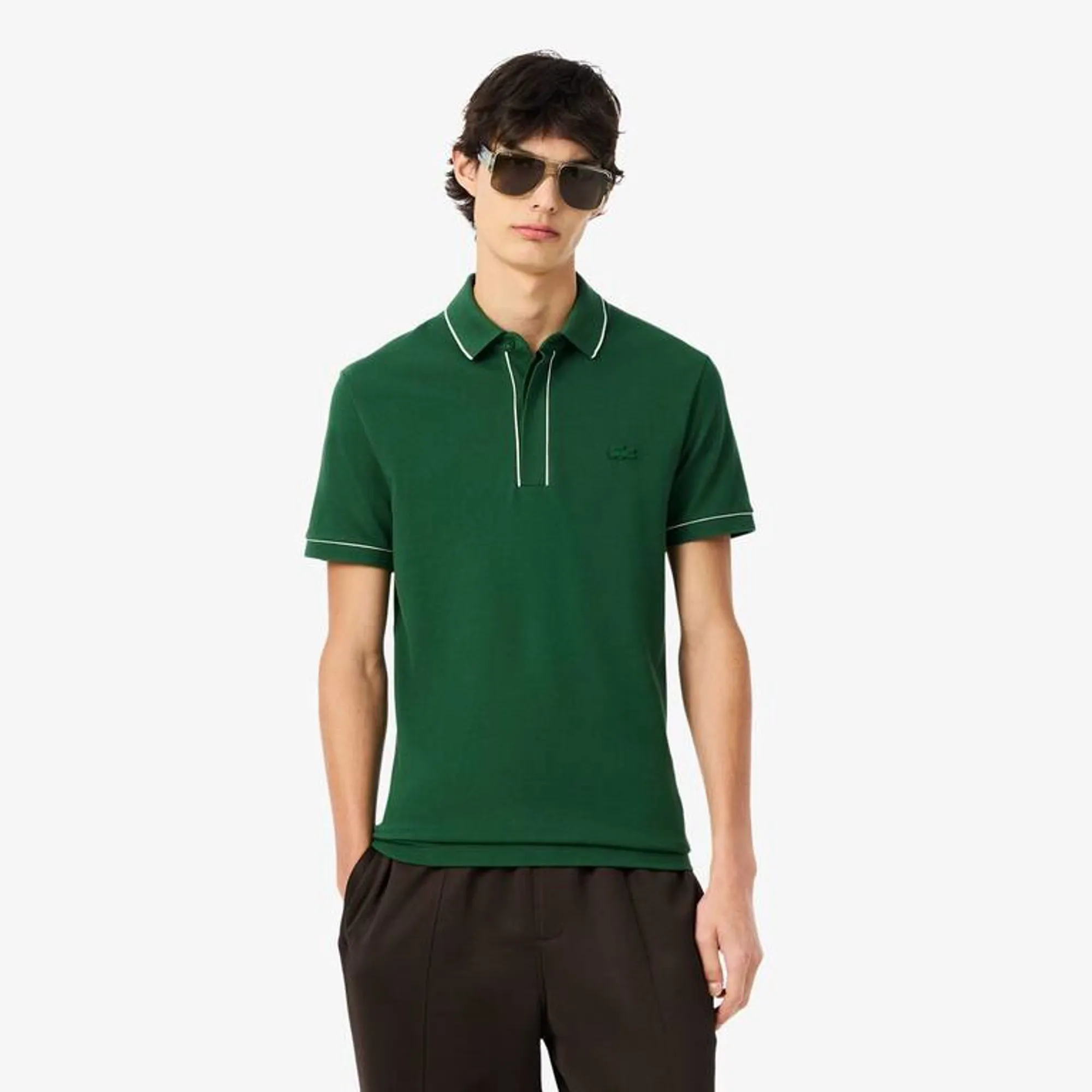 Lacoste Regular Fit Paris Stretch Piqué Polo Shirt - Pine Green