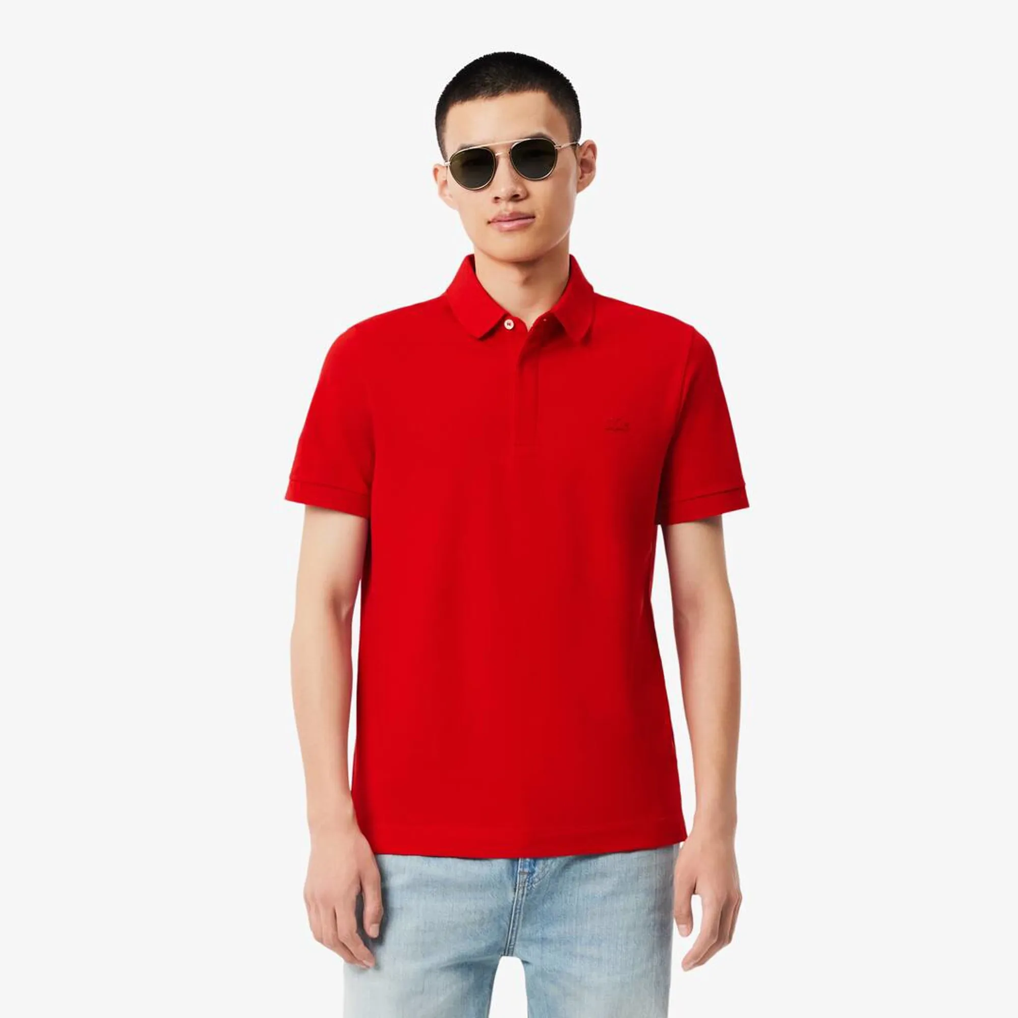 Lacoste Regular Fit Paris Stretch Piqué Polo Shirt - Rouge