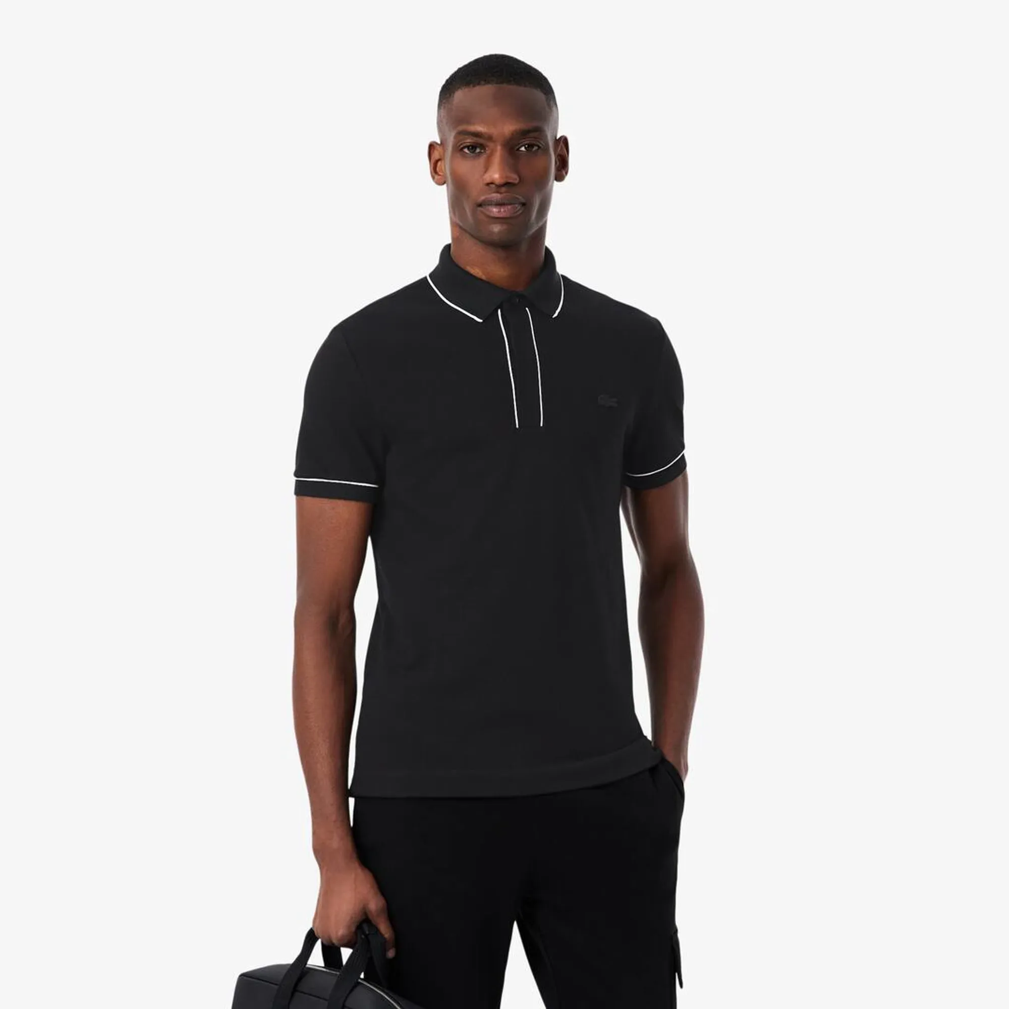 Lacoste Regular Fit Paris Stretch Piqué Polo Shirt - Noir