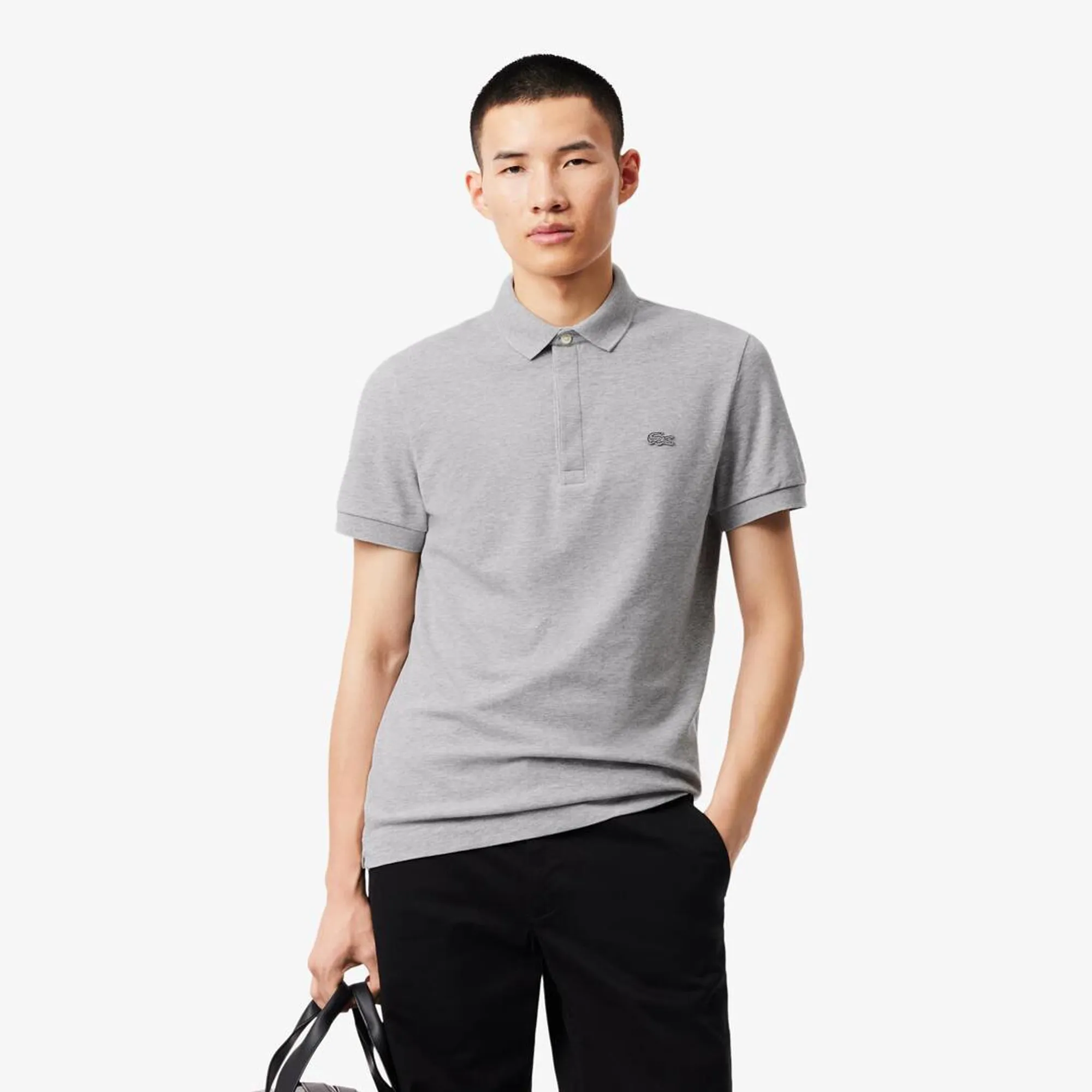 Lacoste Regular Fit Paris Stretch Piqué Polo Shirt - Light Heathered Grey