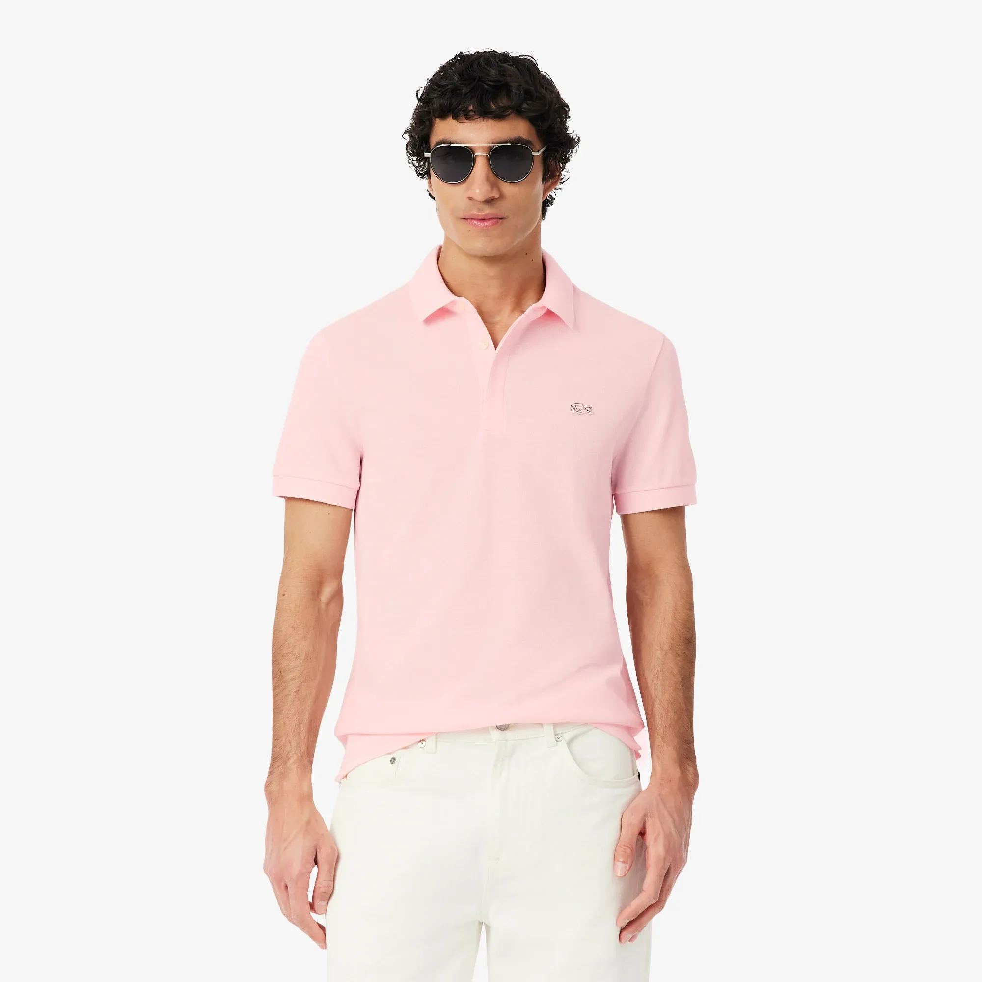 Lacoste Regular Fit Paris Stretch Piqué Polo Shirt - Light Pink
