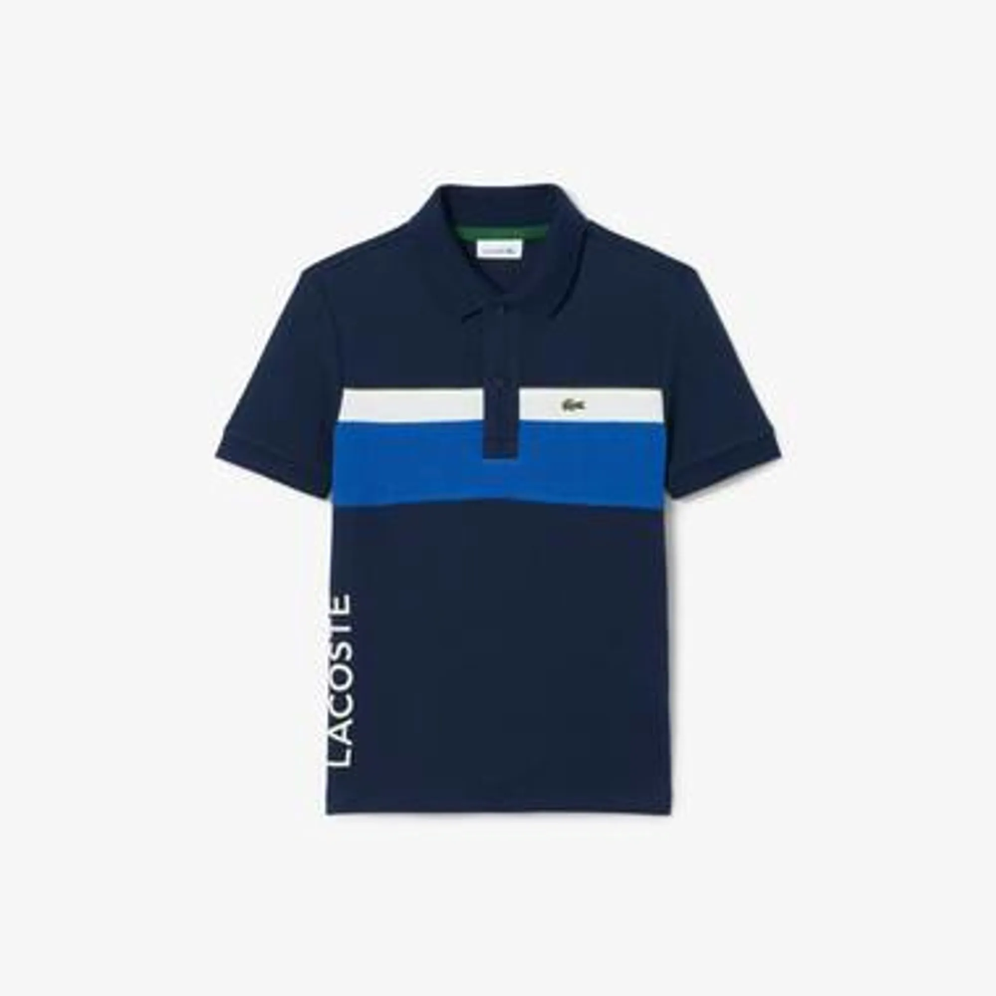 Lacoste Colour-Block Piqué Polo Shirt - Navy Blue / Khaki Green / White / Blue