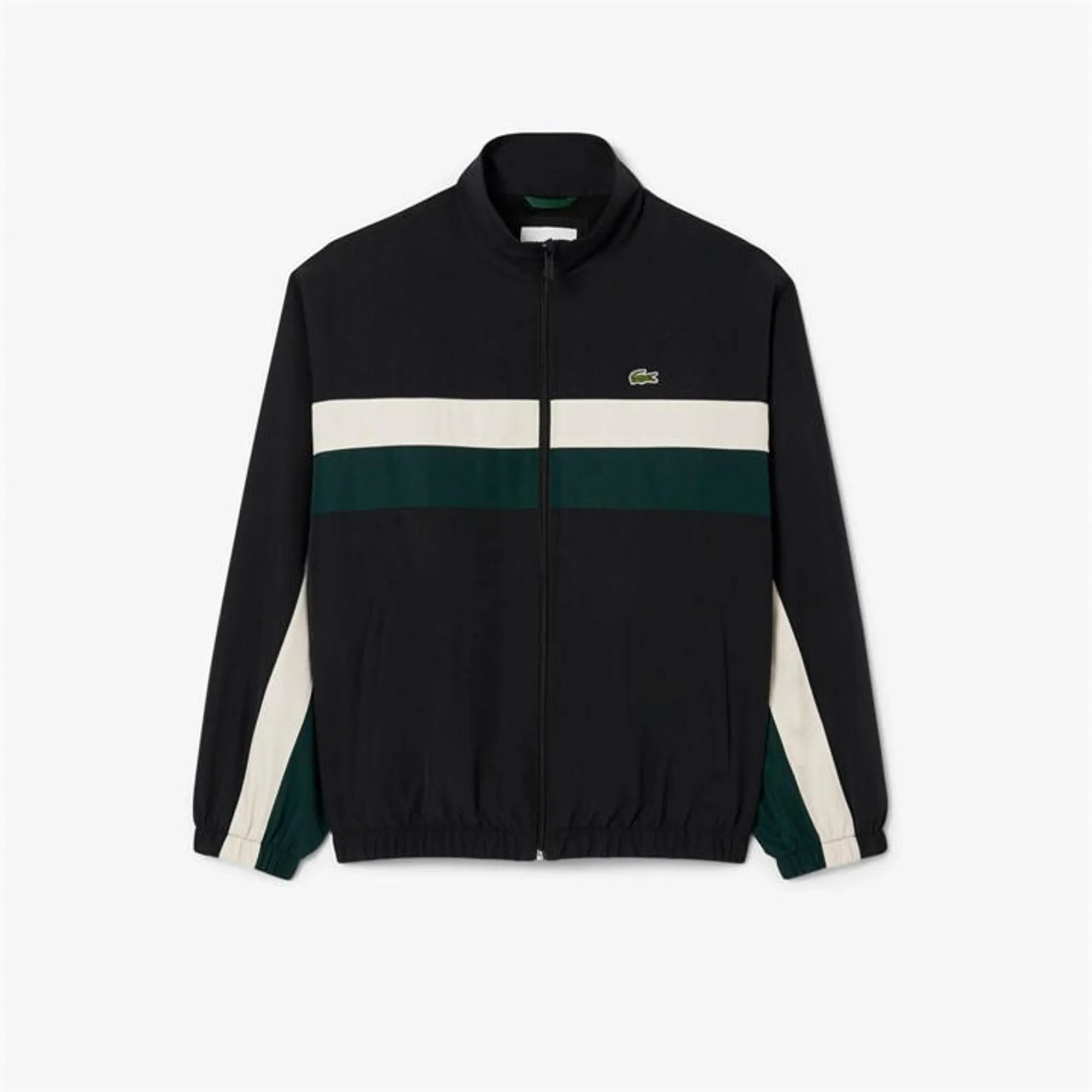 Lacoste Colour-Block Water-Repellent Track Jacket - Black / White / Green