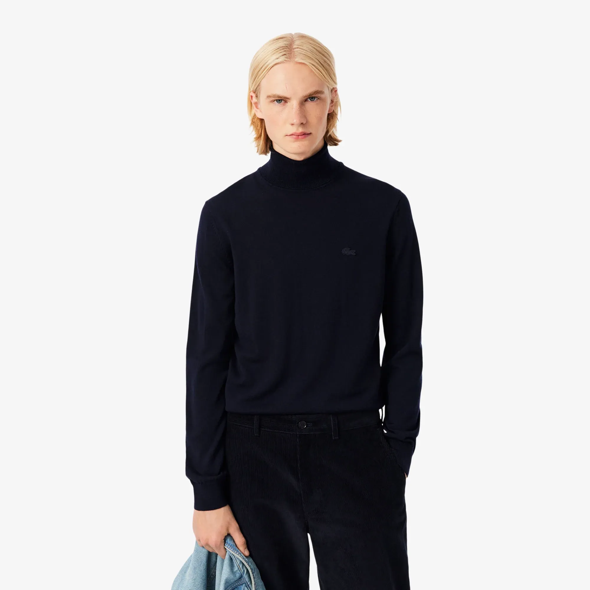 Lacoste Merino Wool Roll Neck Sweater - Midnight Blue