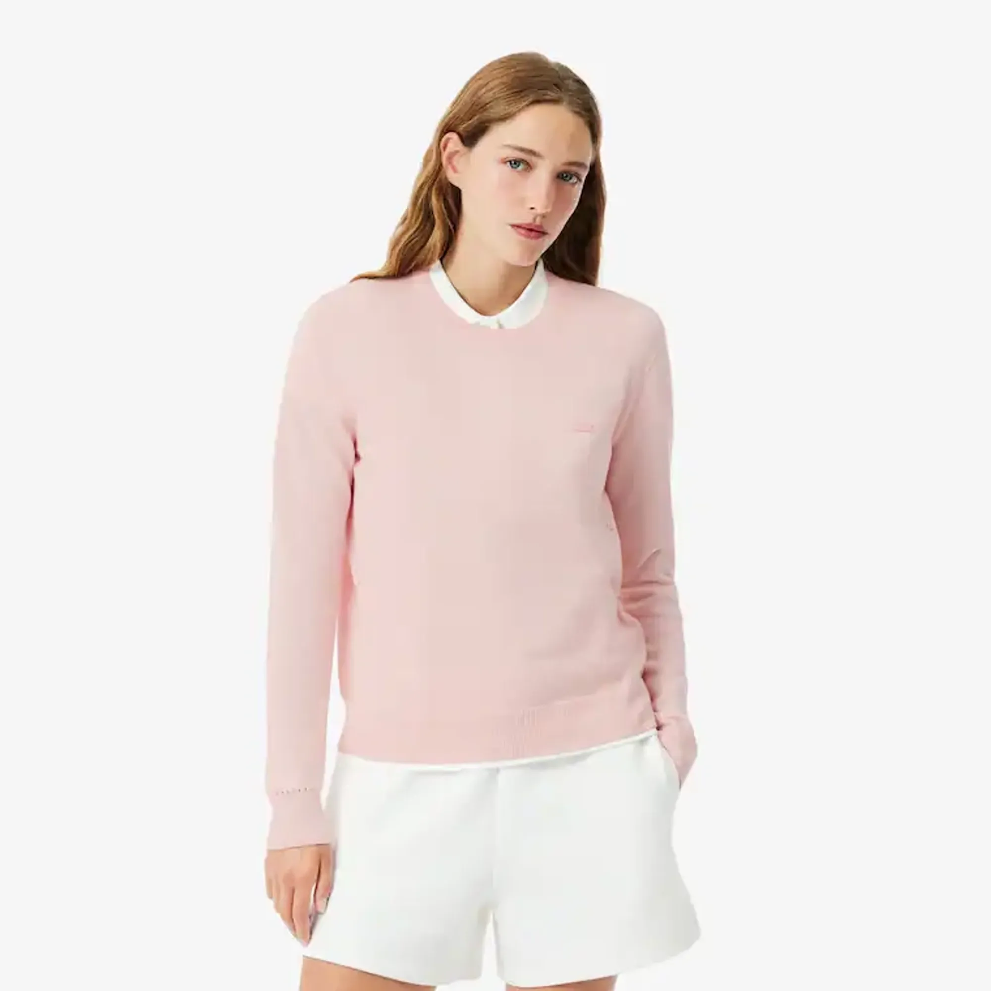 Lacoste 3D Knit Crew Neck Sweater - Light Pink