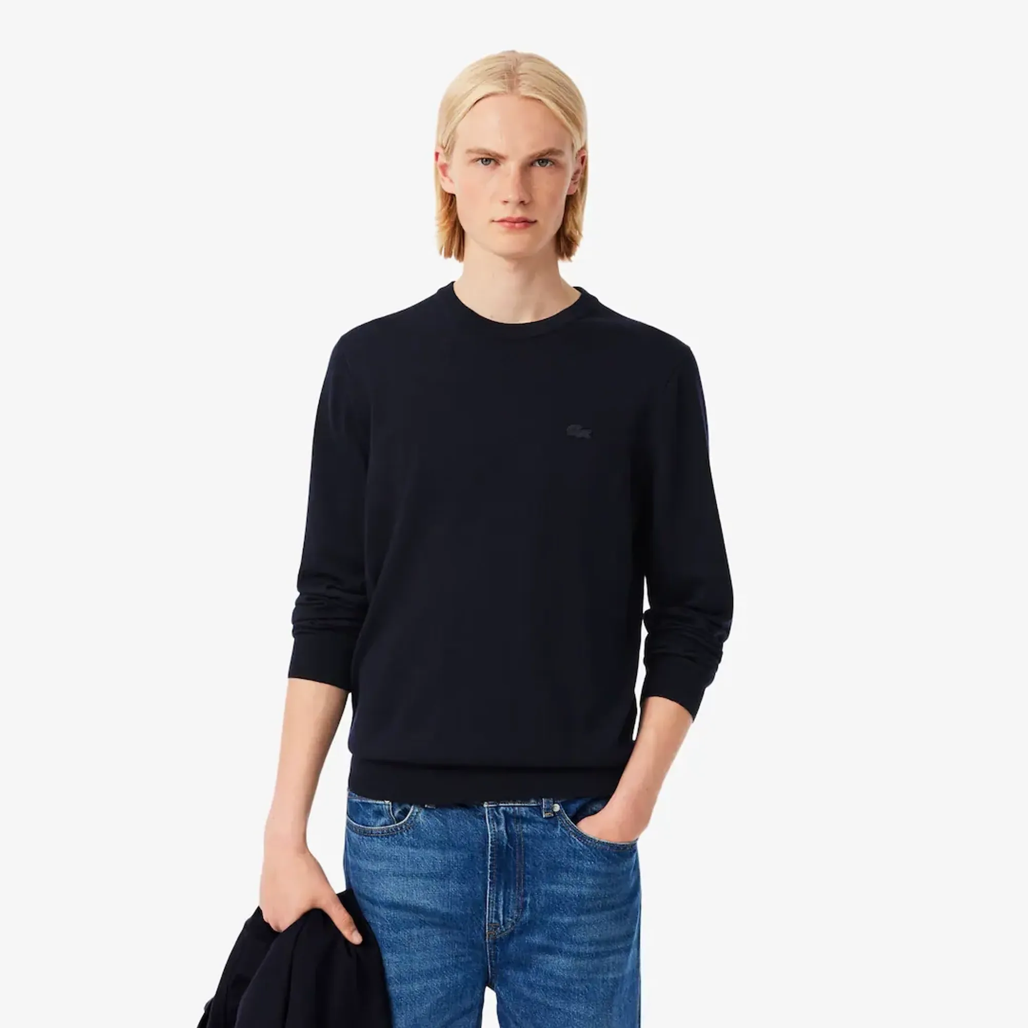 Lacoste Merino Wool Crew Neck Sweater - Midnight Blue