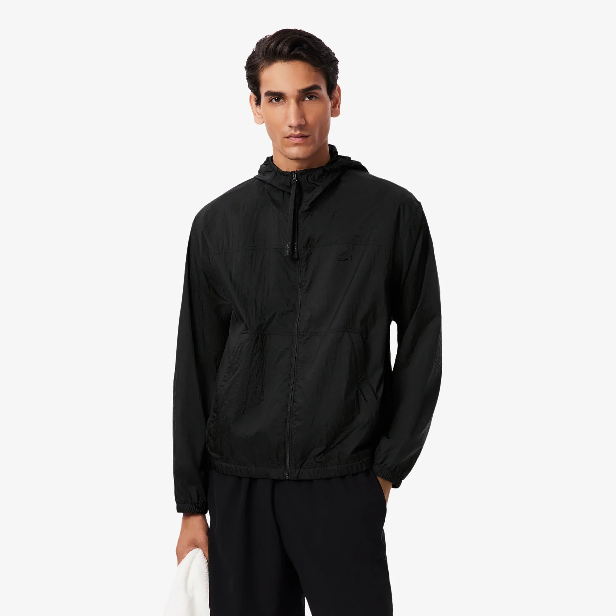 Lacoste Water-Repellent Packable Nylon Jacket - Noir