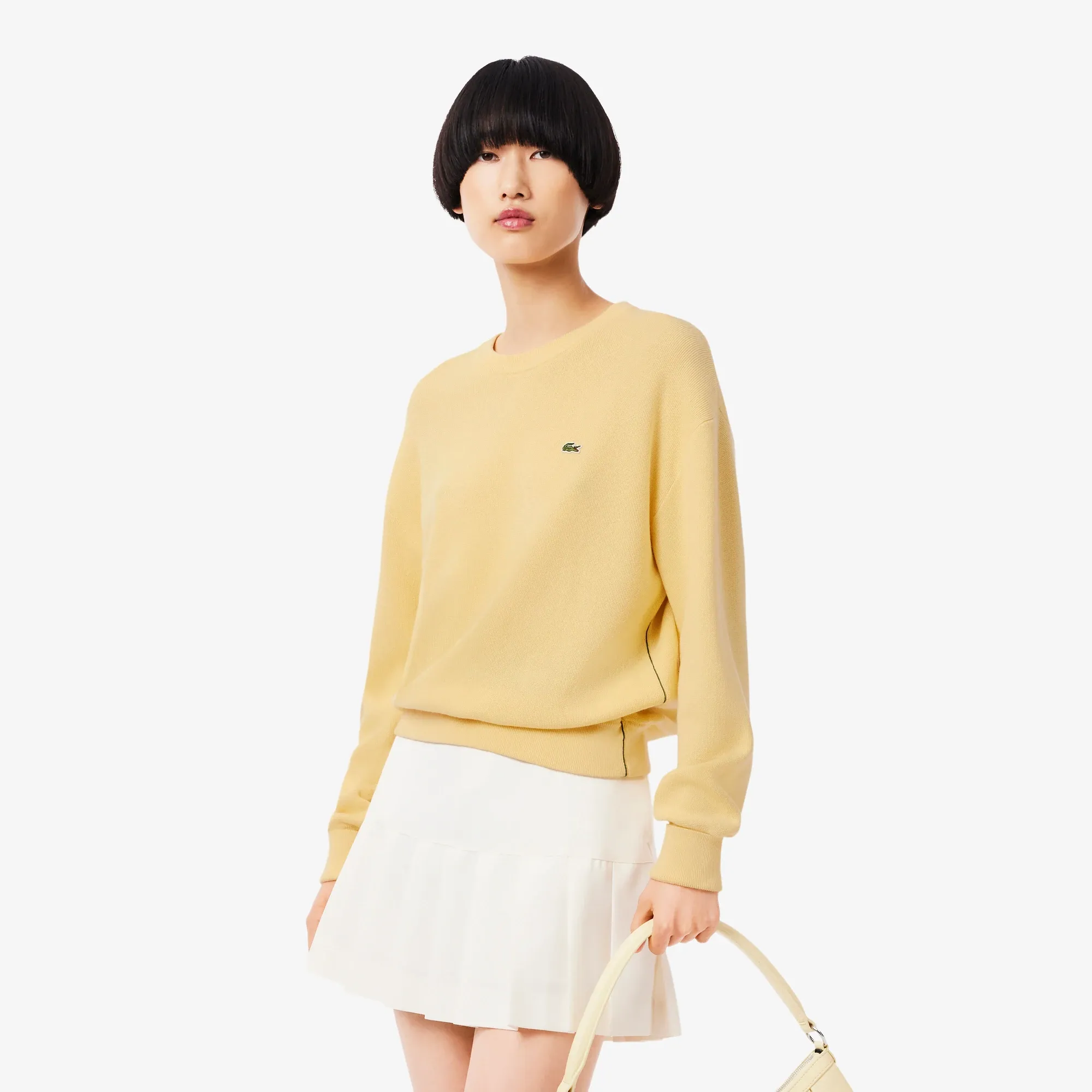 Lacoste Relaxed Fit Cotton Crew Neck Sweater - Yellow