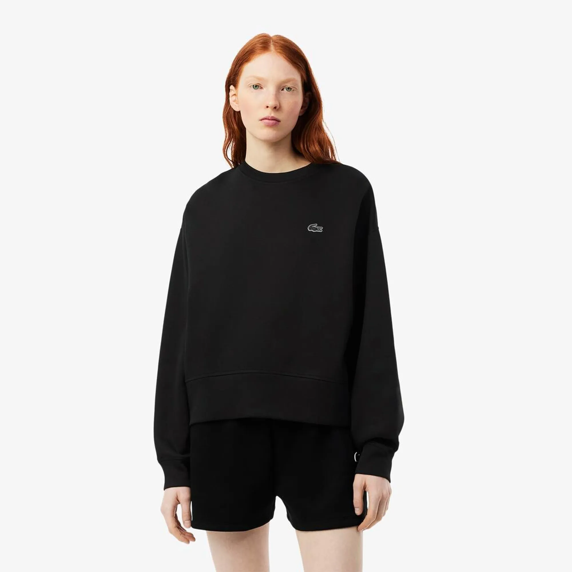 Lacoste Oversized Cotton Sweatshirt - Noir