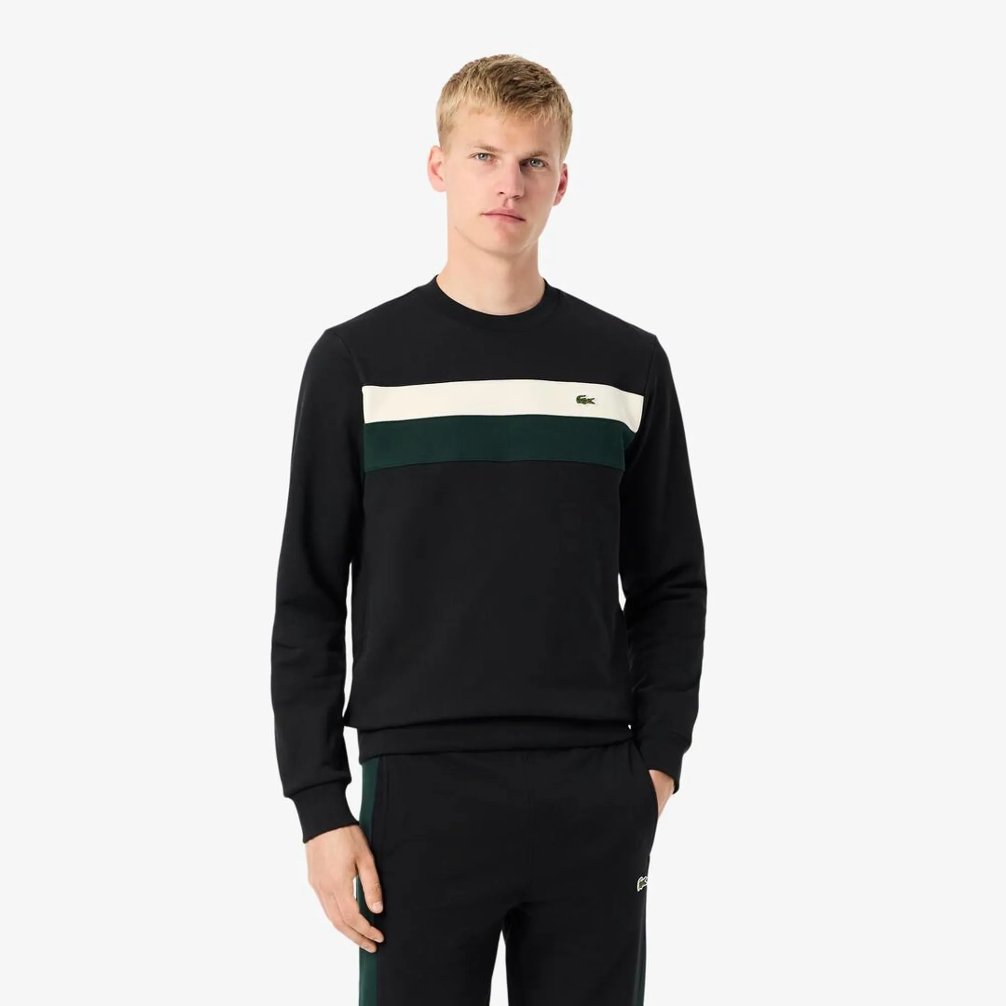 Lacoste Colour-Block Fleece Sweatshirt - Black / White / Green