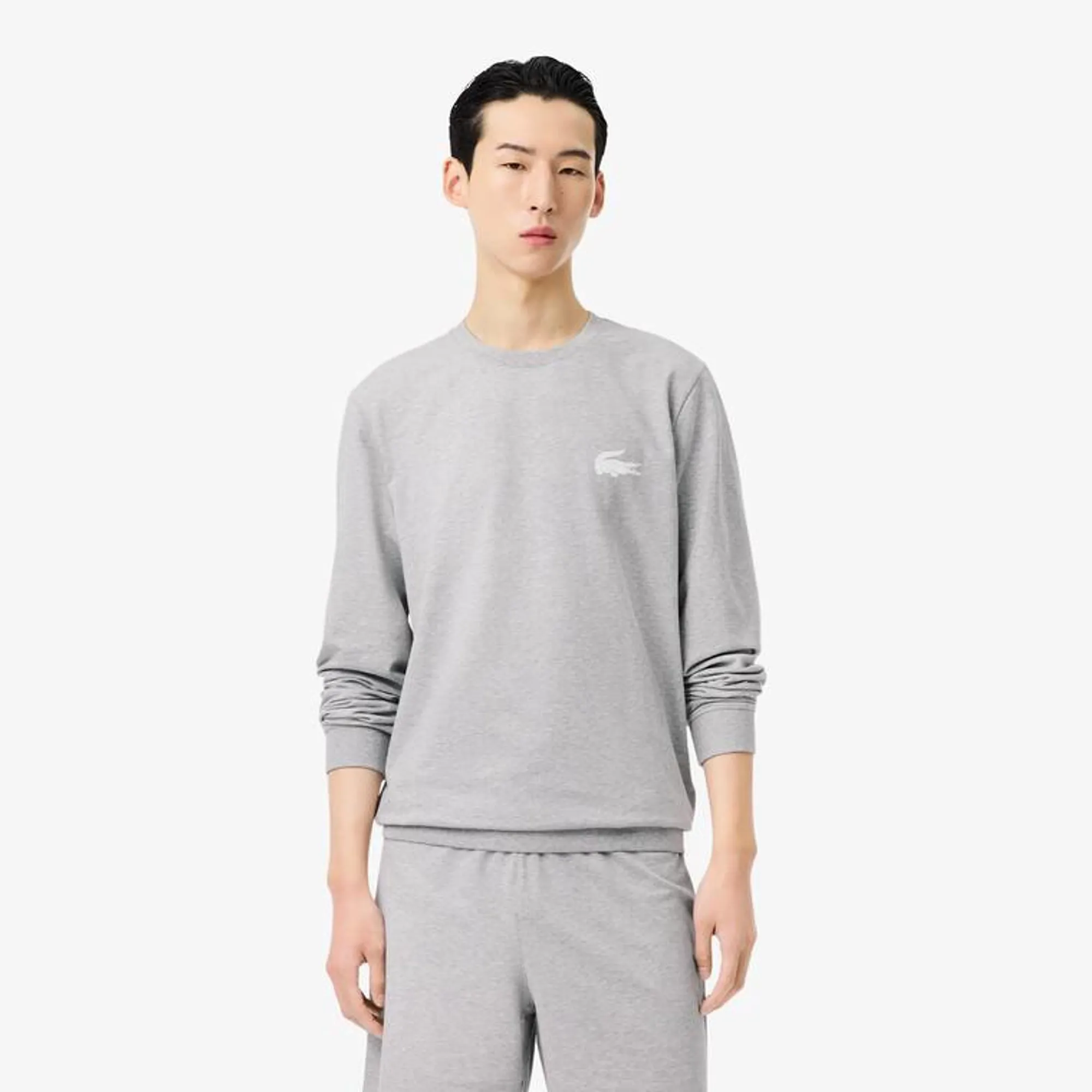 Lacoste Fleece Lounge Hoodie - Grey Chine / White