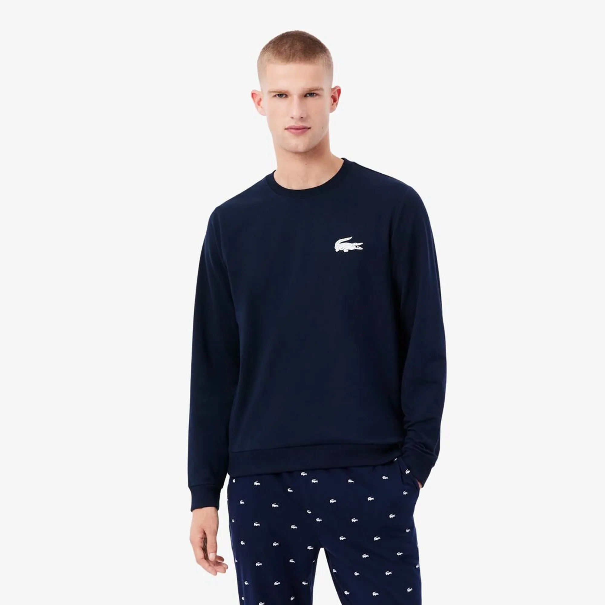 Lacoste Fleece Lounge Hoodie - Navy Blue / White