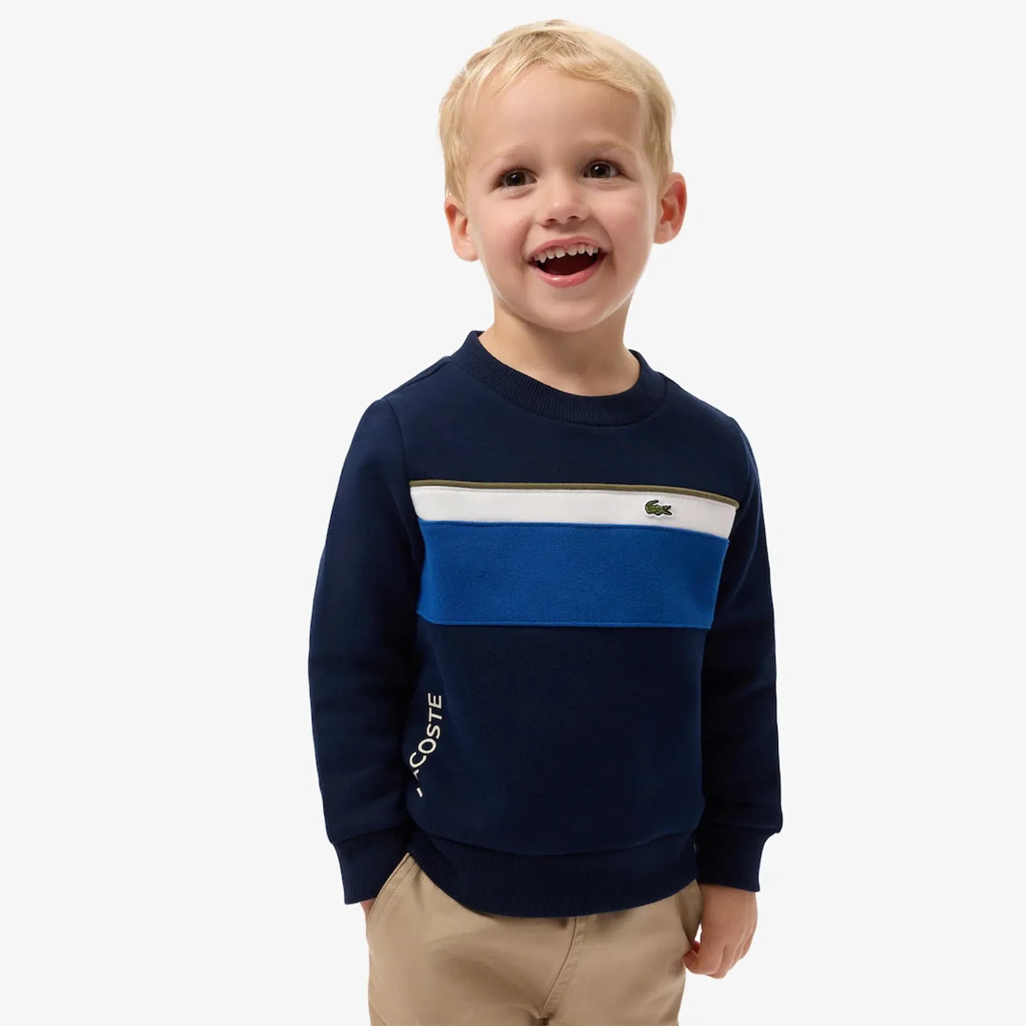 Lacoste Colour-Block Fleece Sweatshirt - Navy Blue / Khaki Green / White / Blue
