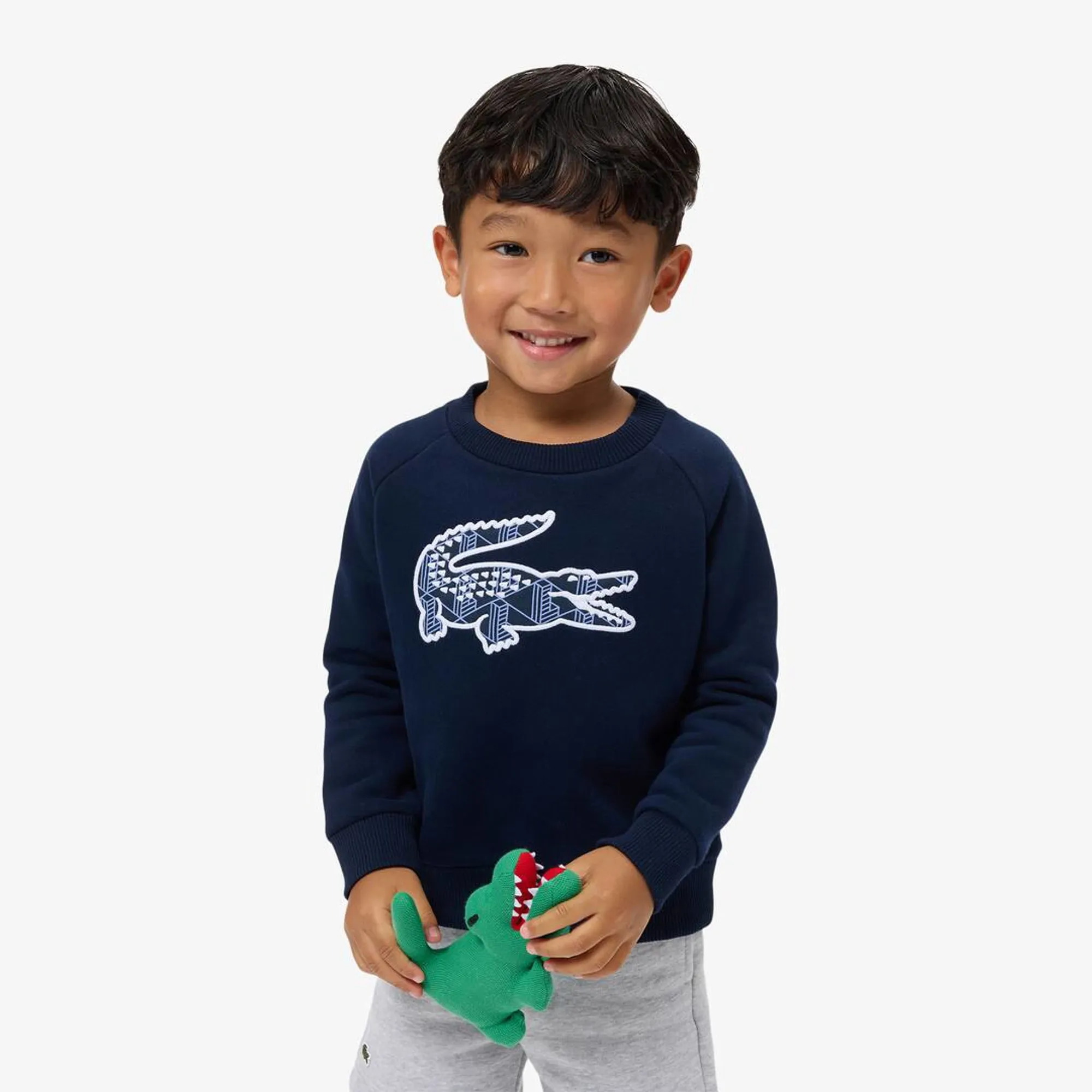 Lacoste Monogram Print Fleece Sweatshirt - Midnight Blue