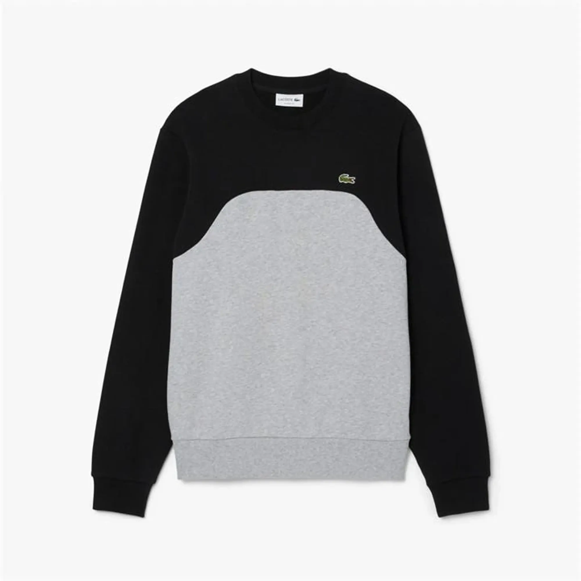 Lacoste Colour-Block Cotton Fleece Sweatshirt - Grey Chine / Black