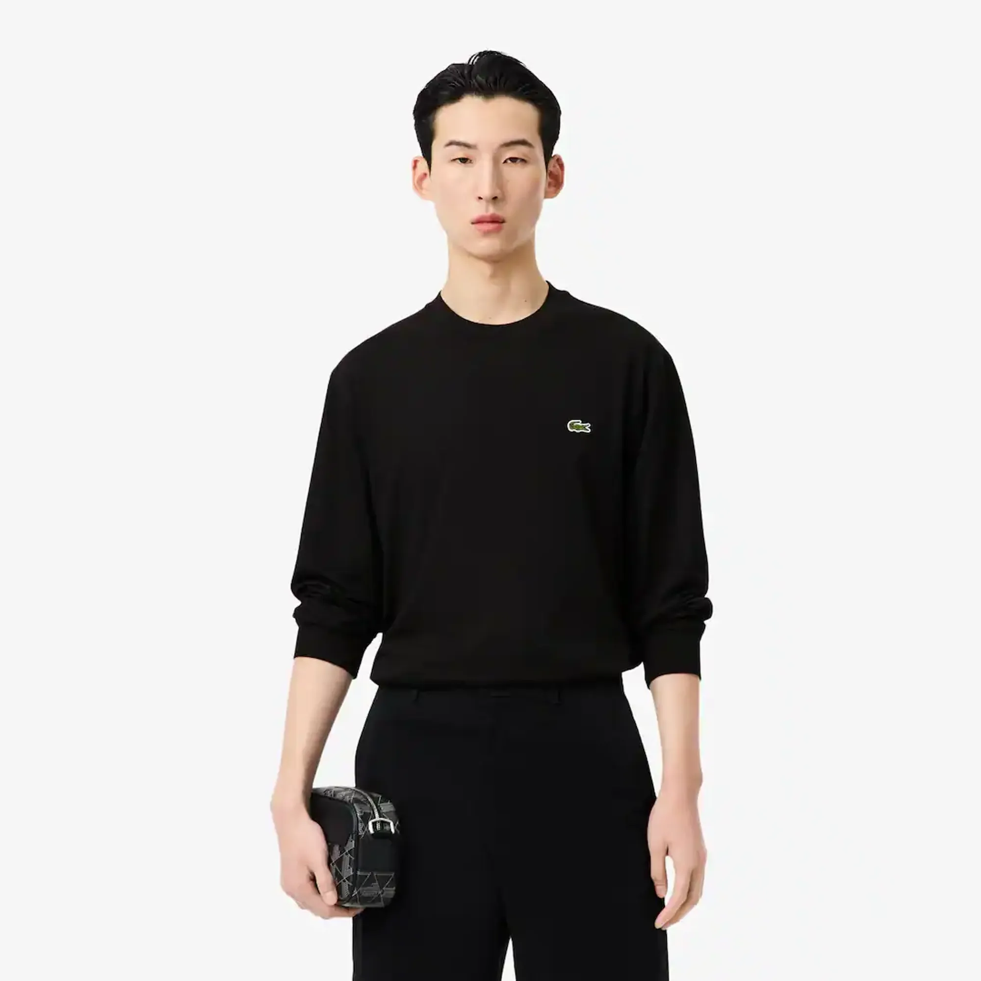 Lacoste Long Sleeved Cotton T-shirt - Noir