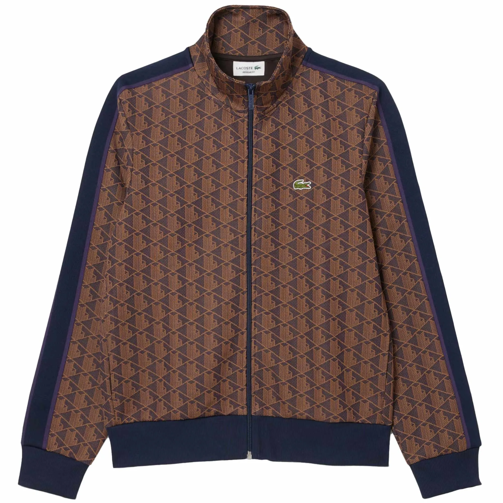 Lacoste Paris Zip-Up Jacquard Track Jacket - Purple / Brown