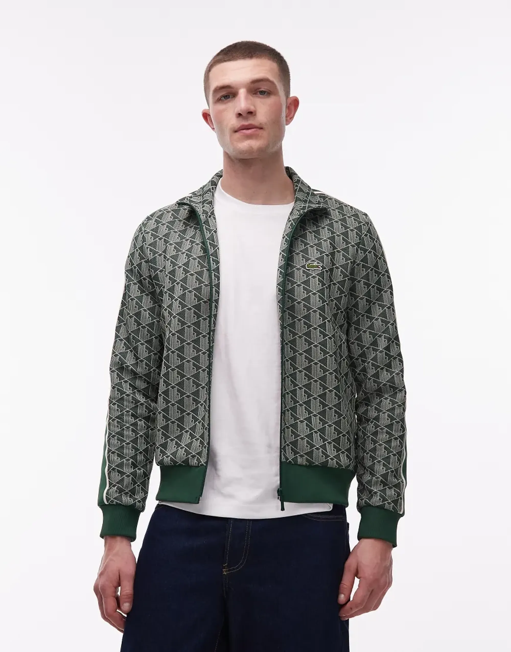 Lacoste Paris Zip-Up Jacquard Track Jacket - Green