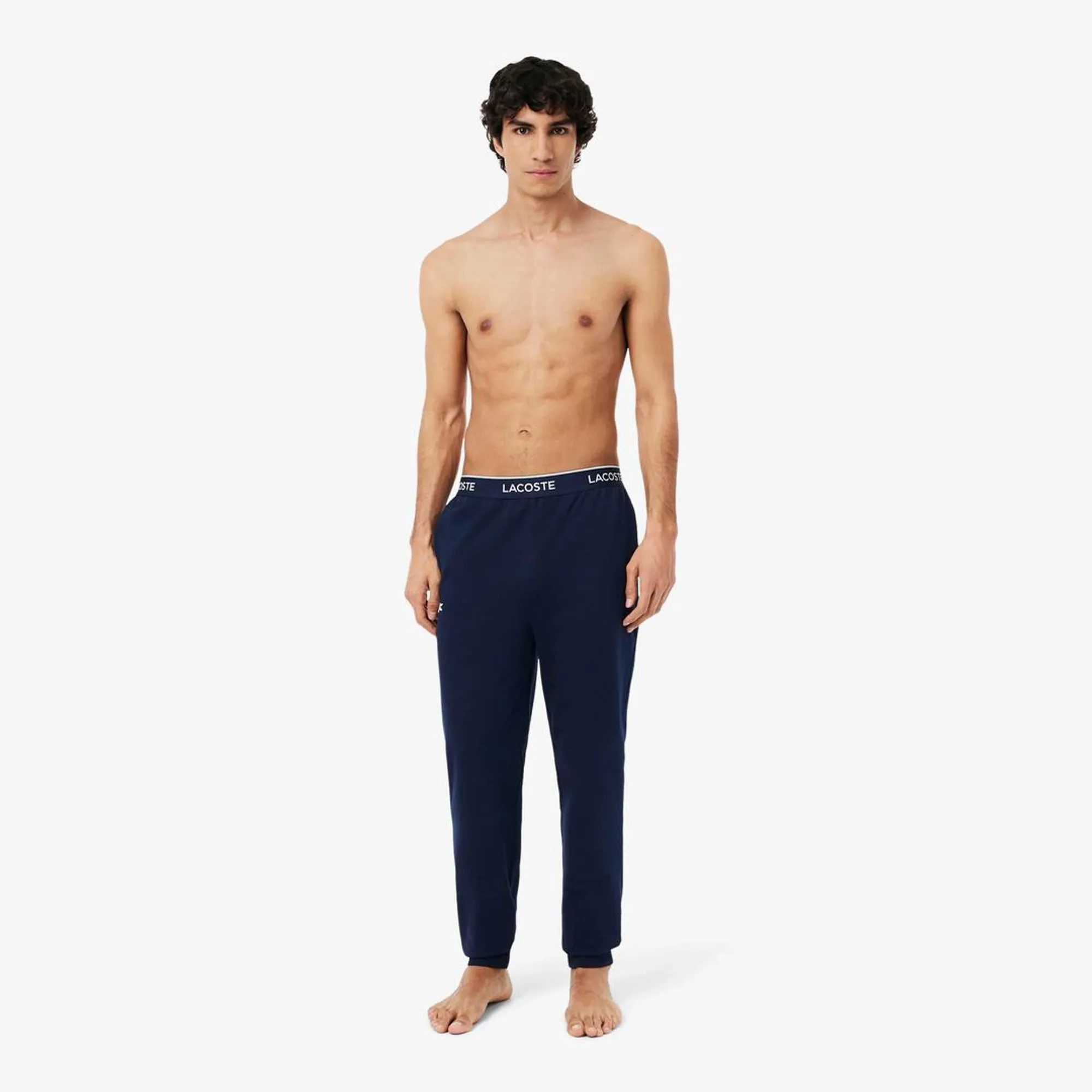 Lacoste Fleece Loungewear Joggers - Navy Blue / White