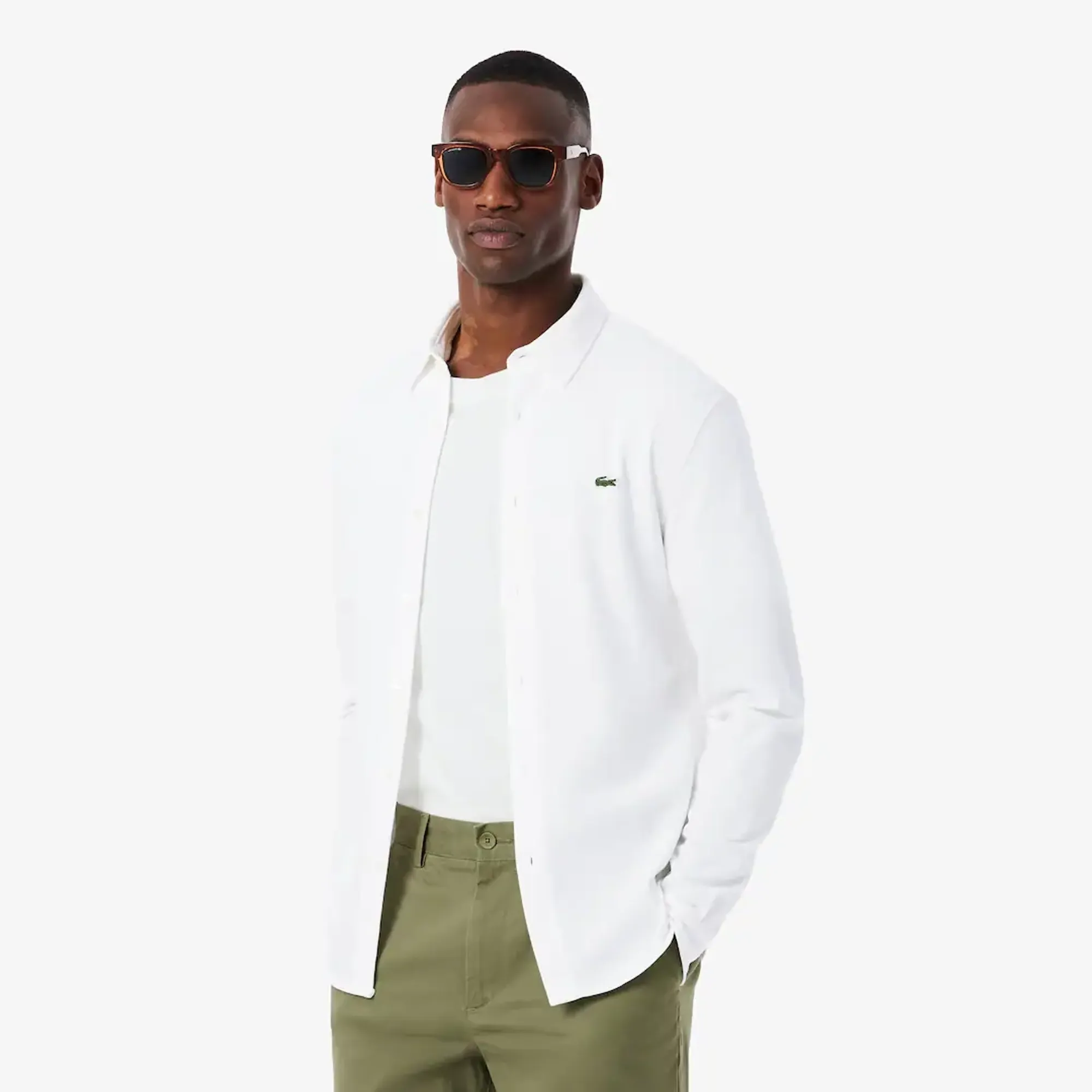 Lacoste Slim Fit Cotton Piqué Shirt - White
