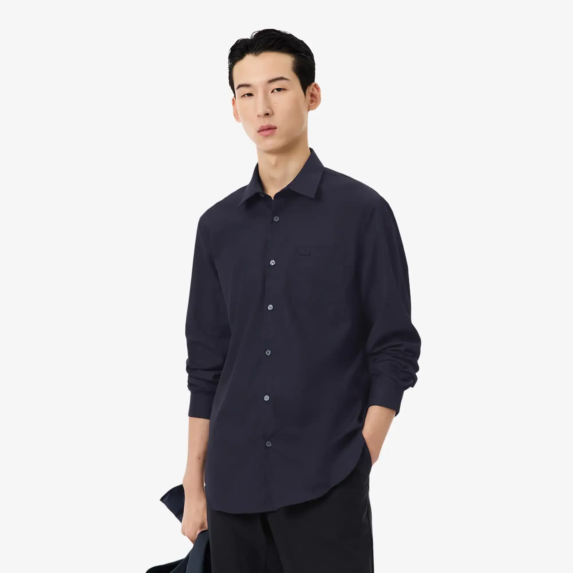 Lacoste Regular Fit Cotton Poplin Shirt - Navy Blue