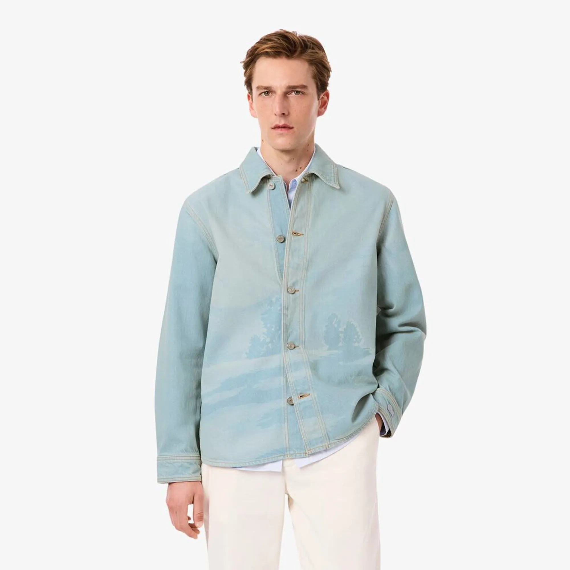 Lacoste Landscape Motif Denim Overshirt - Blue