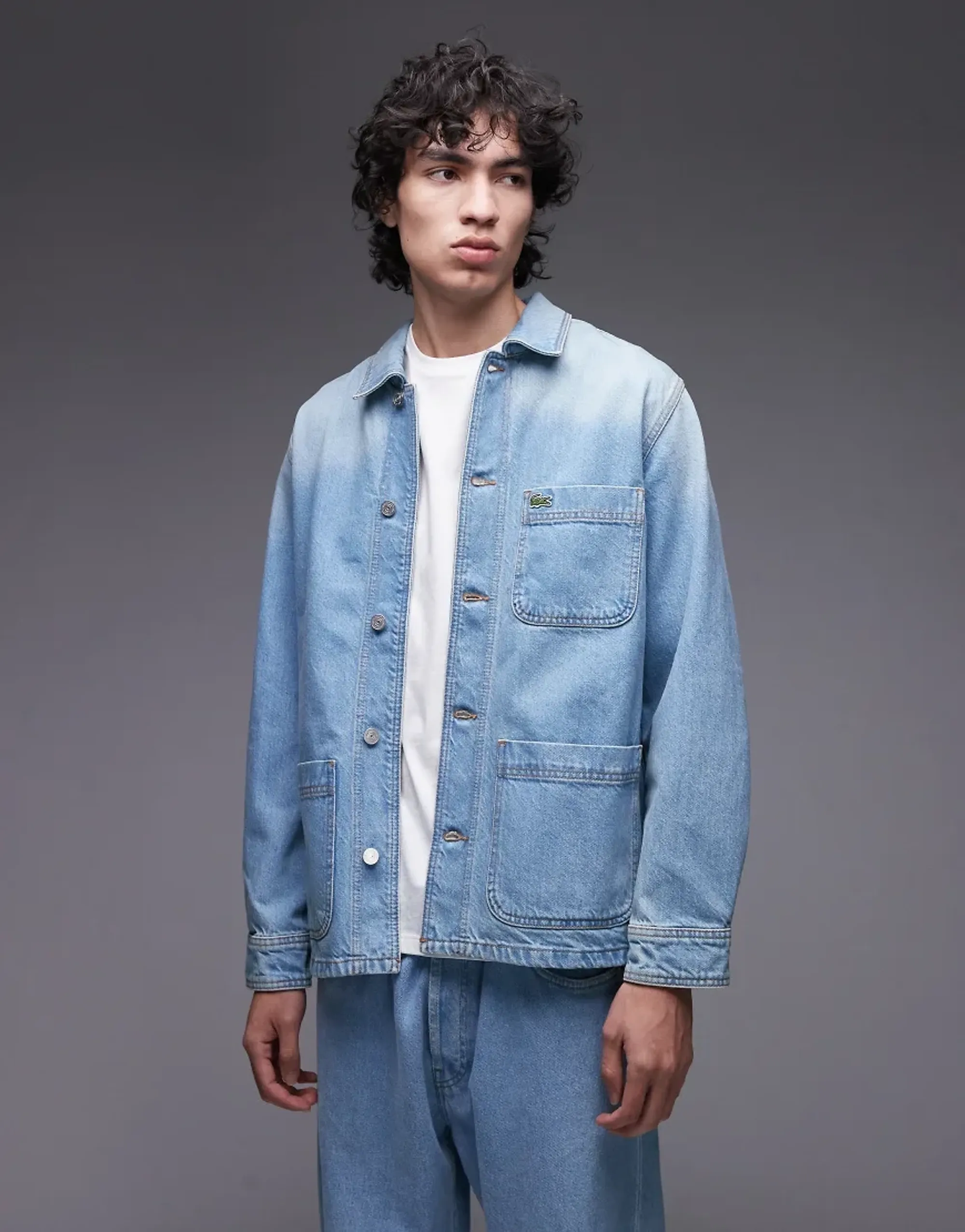 Lacoste Heavy Cotton Denim Overshirt Jacket - Blue