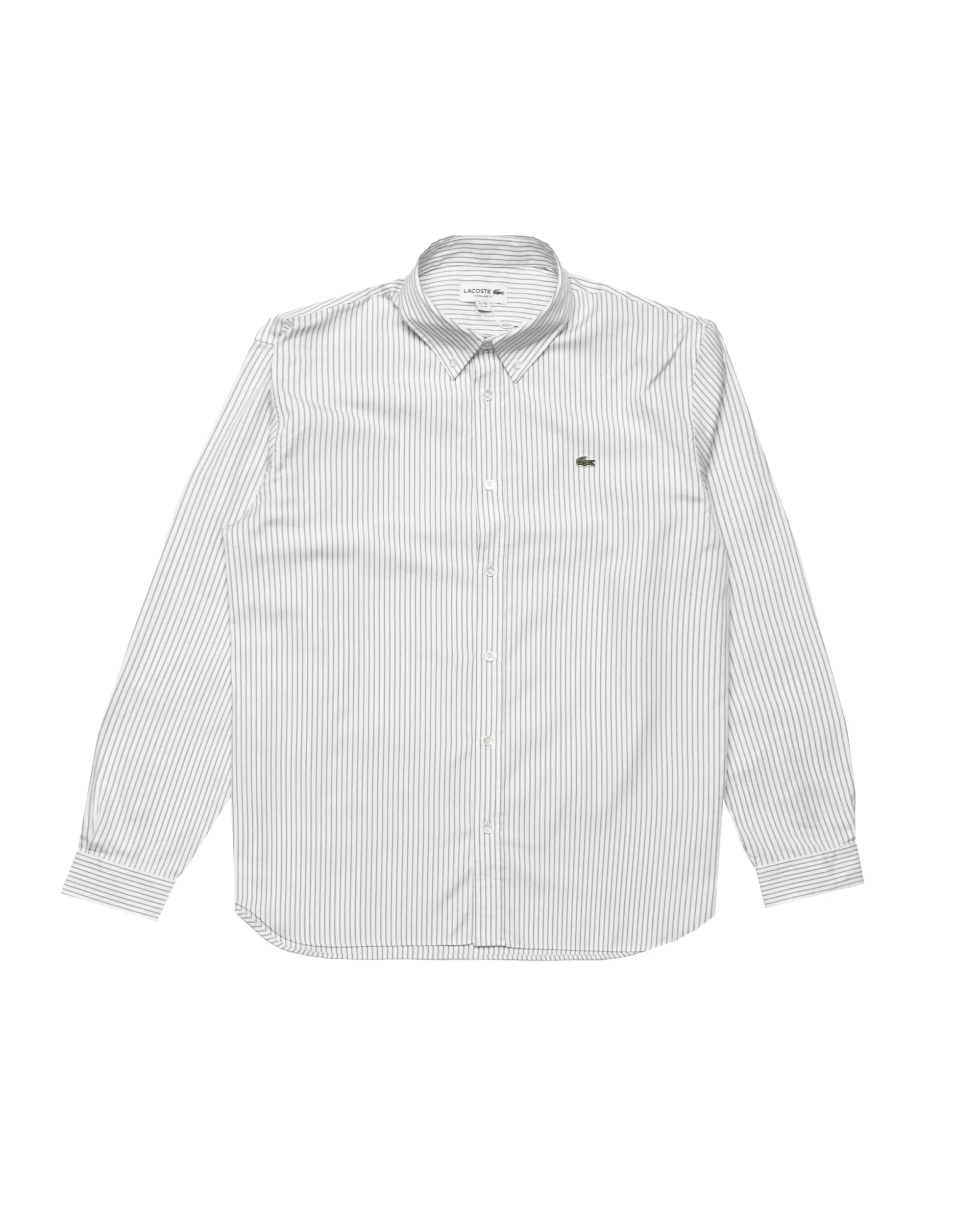 Lacoste Regular Fit Striped Pinpoint Shirt - White / Green