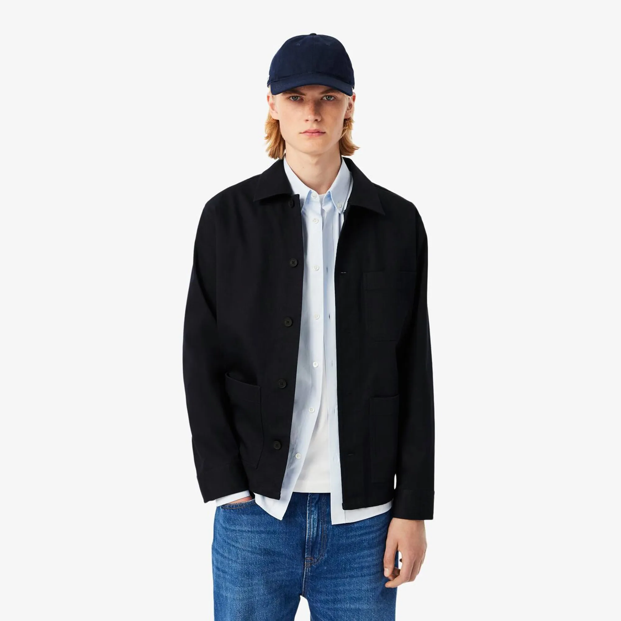 Lacoste Cotton Overshirt Jacket - Navy Blue