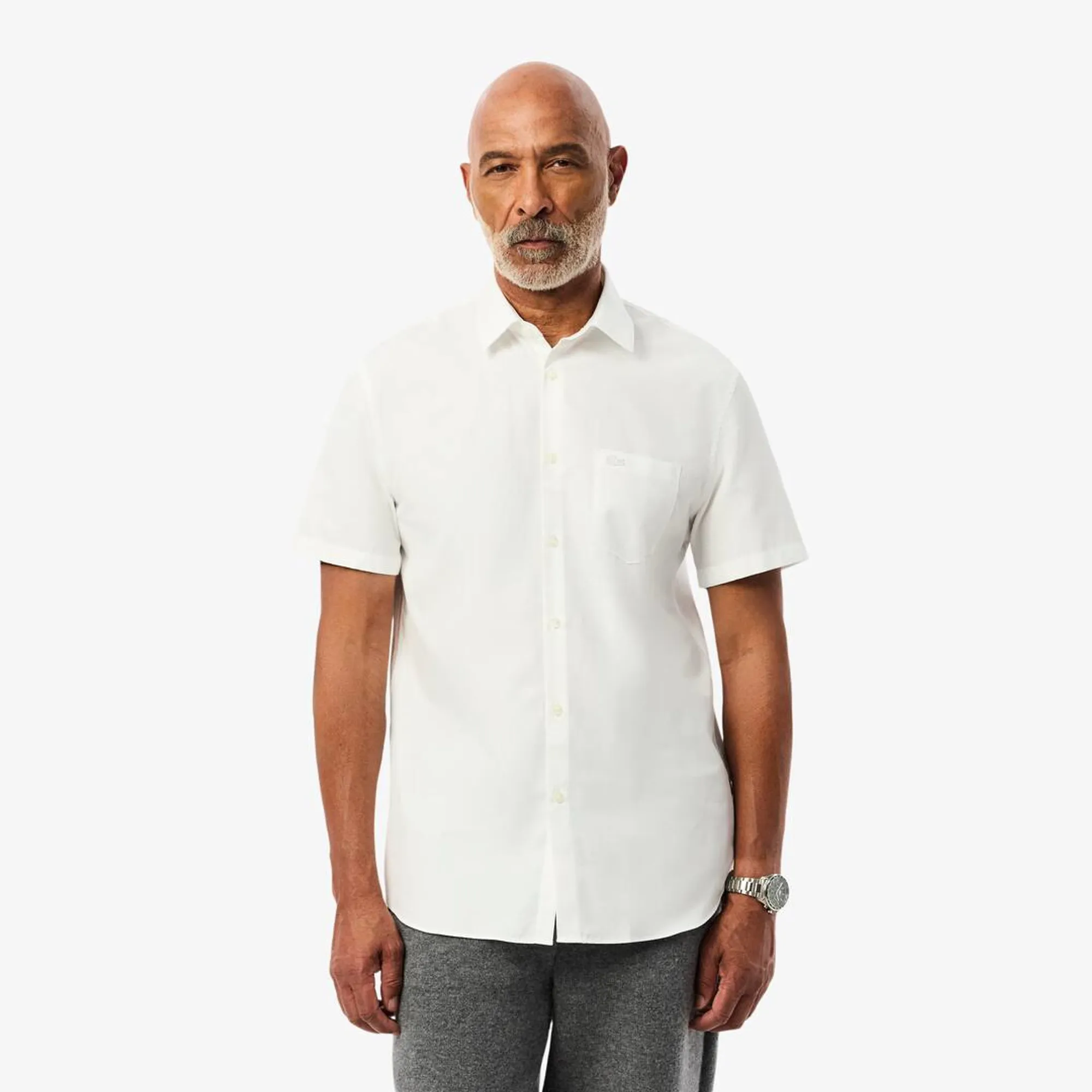 Lacoste Regular Fit Short Sleeved Cotton Shirt - White